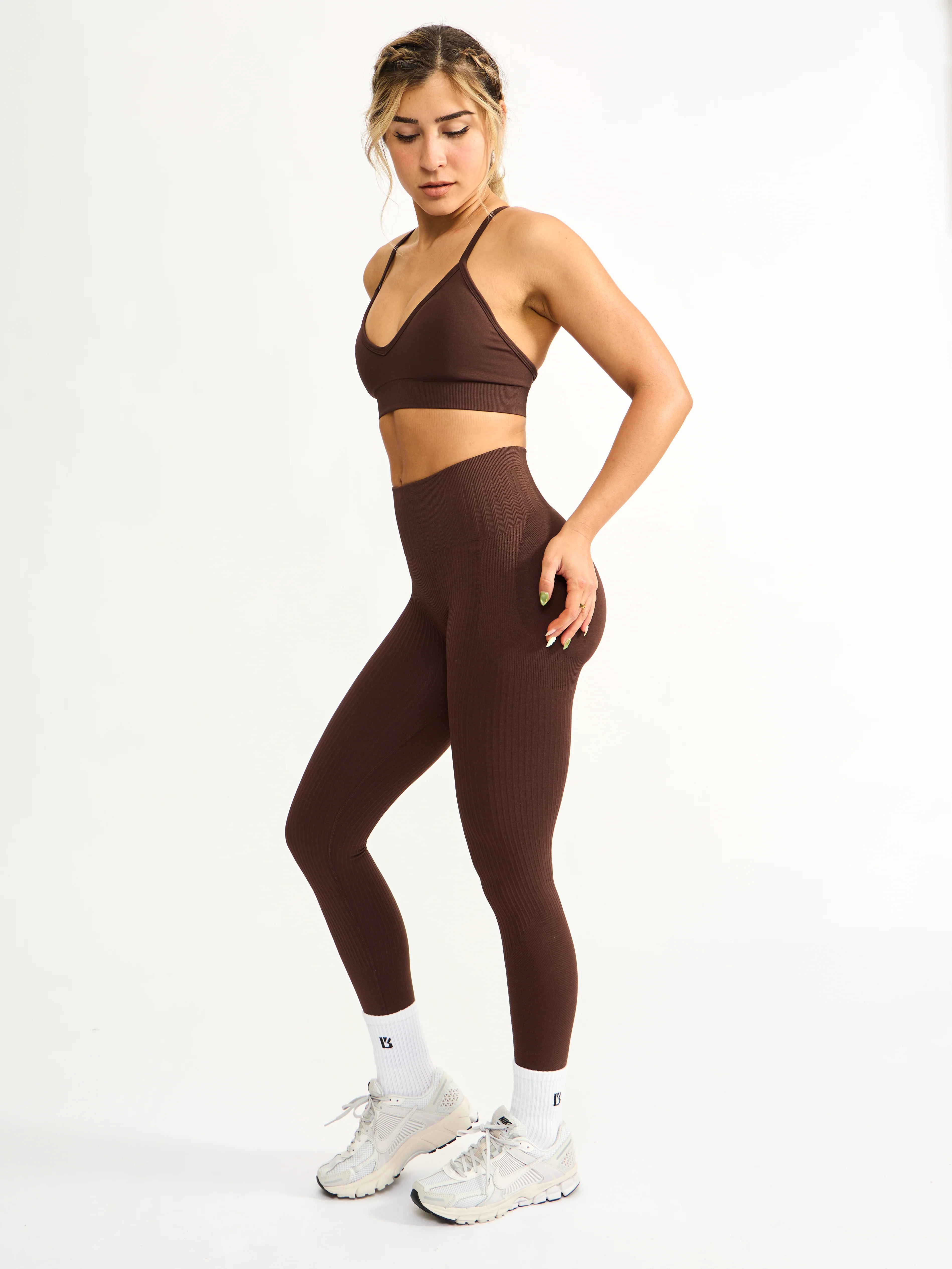 Plunge Seamless Sports Bra - Truffle - Image 5