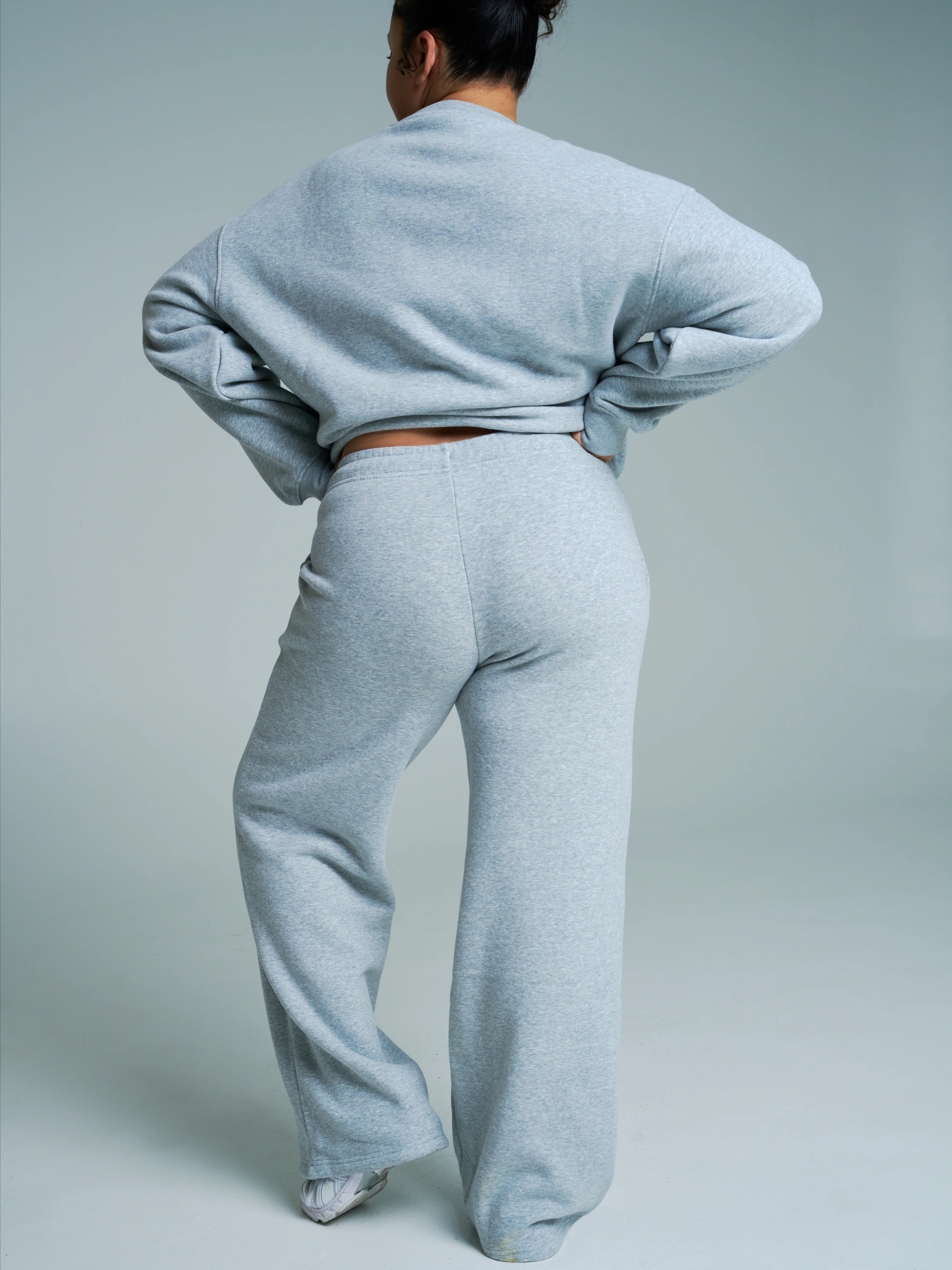 Plush Fleece Crew Pullover - Heather Grey - Image 3