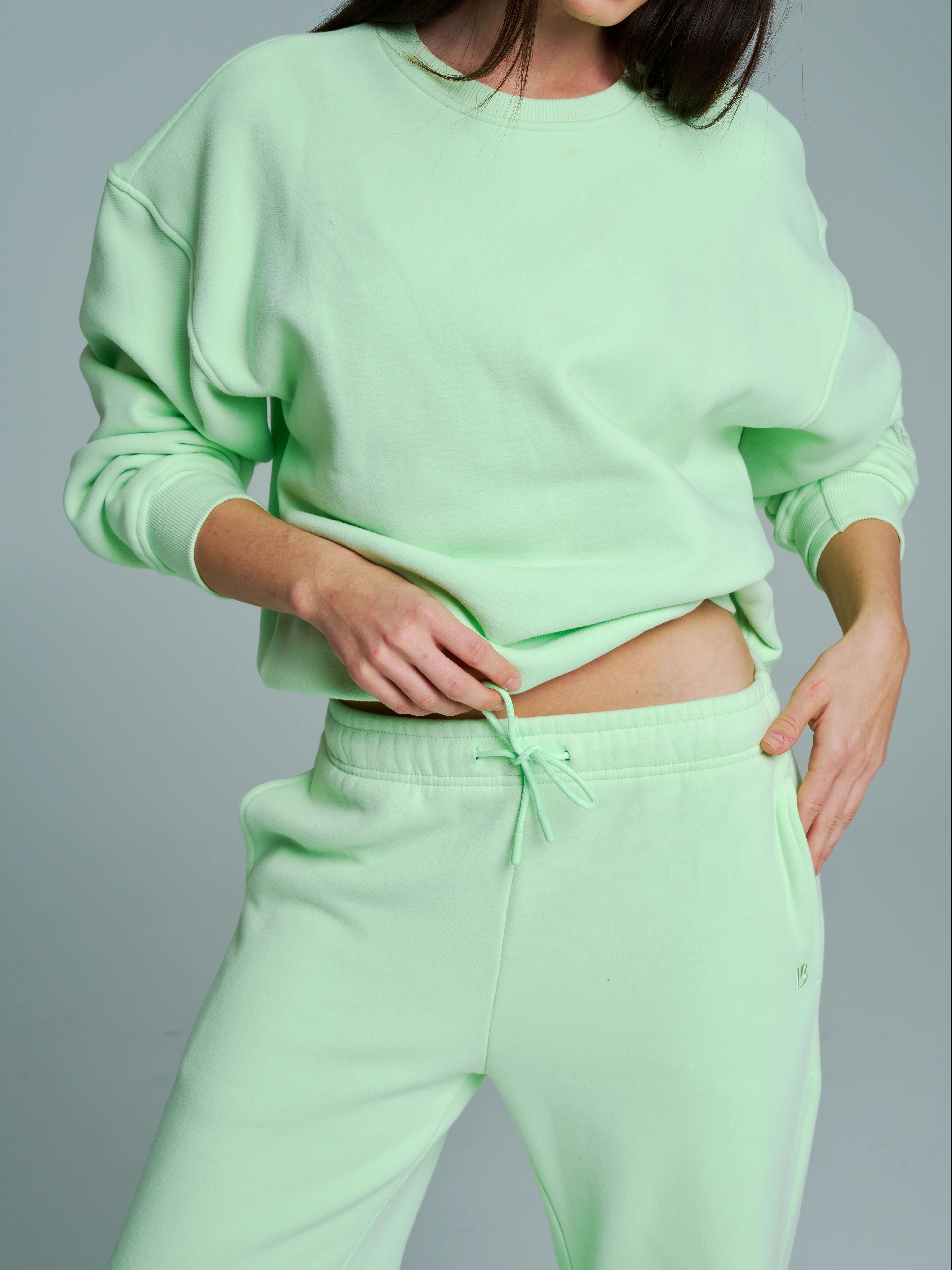Plush Fleece Crew Pullover - Honeydew - Image 3