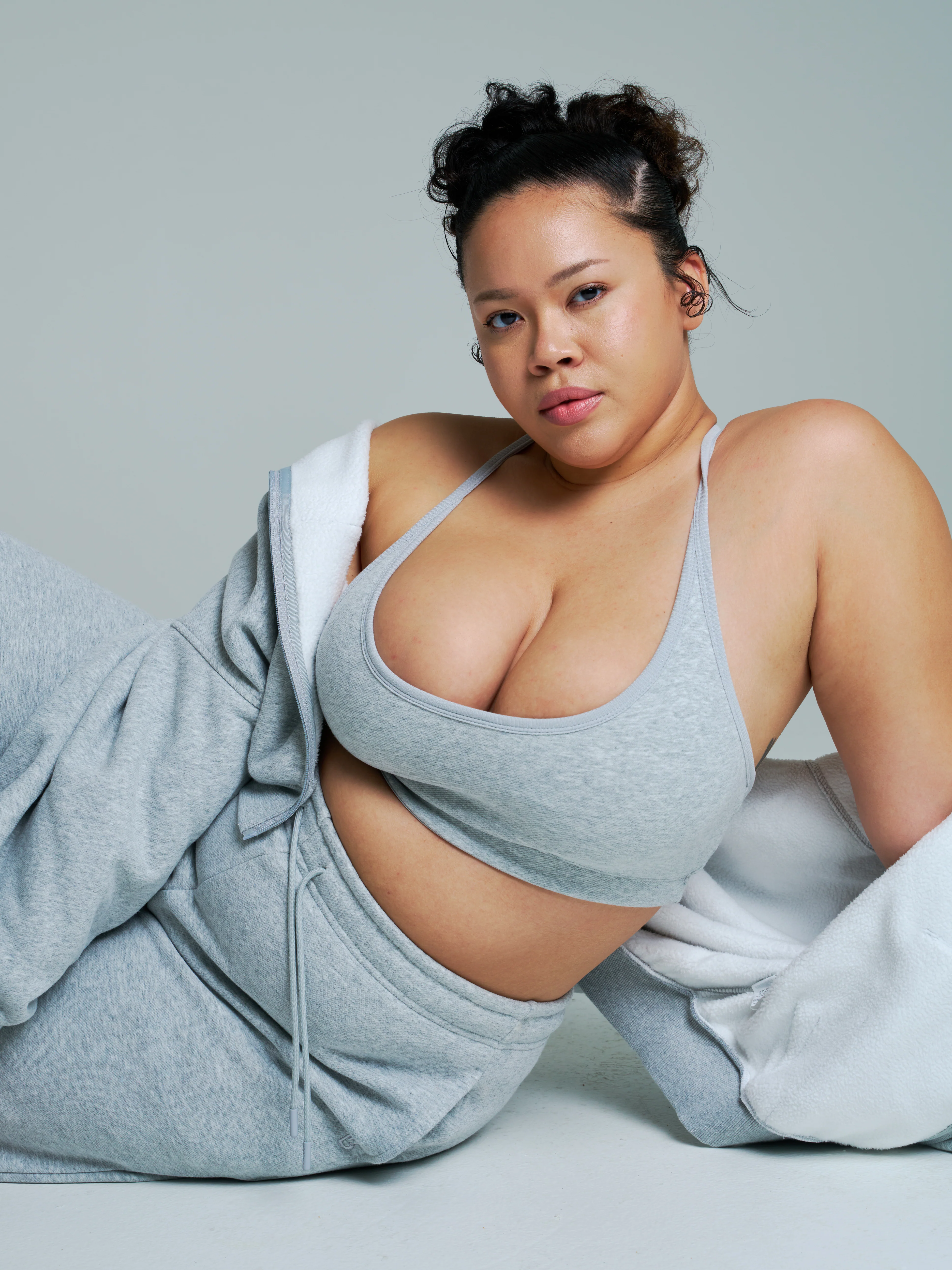 Plush Fleece Straight Leg Sweat Pant - Heather Grey - Image 3