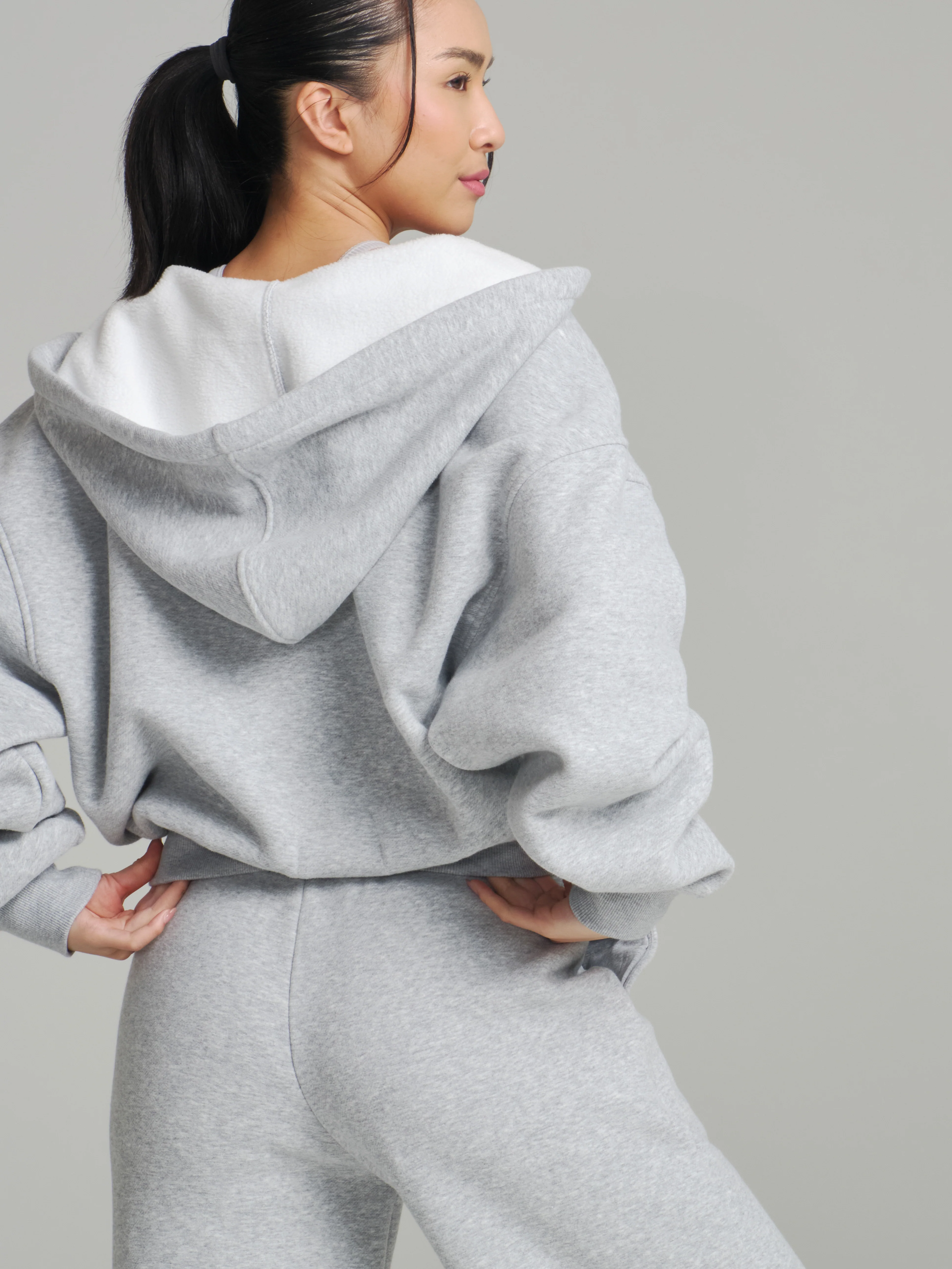 Plush Fleece Zip Hoodie - Heather Grey - Image 3
