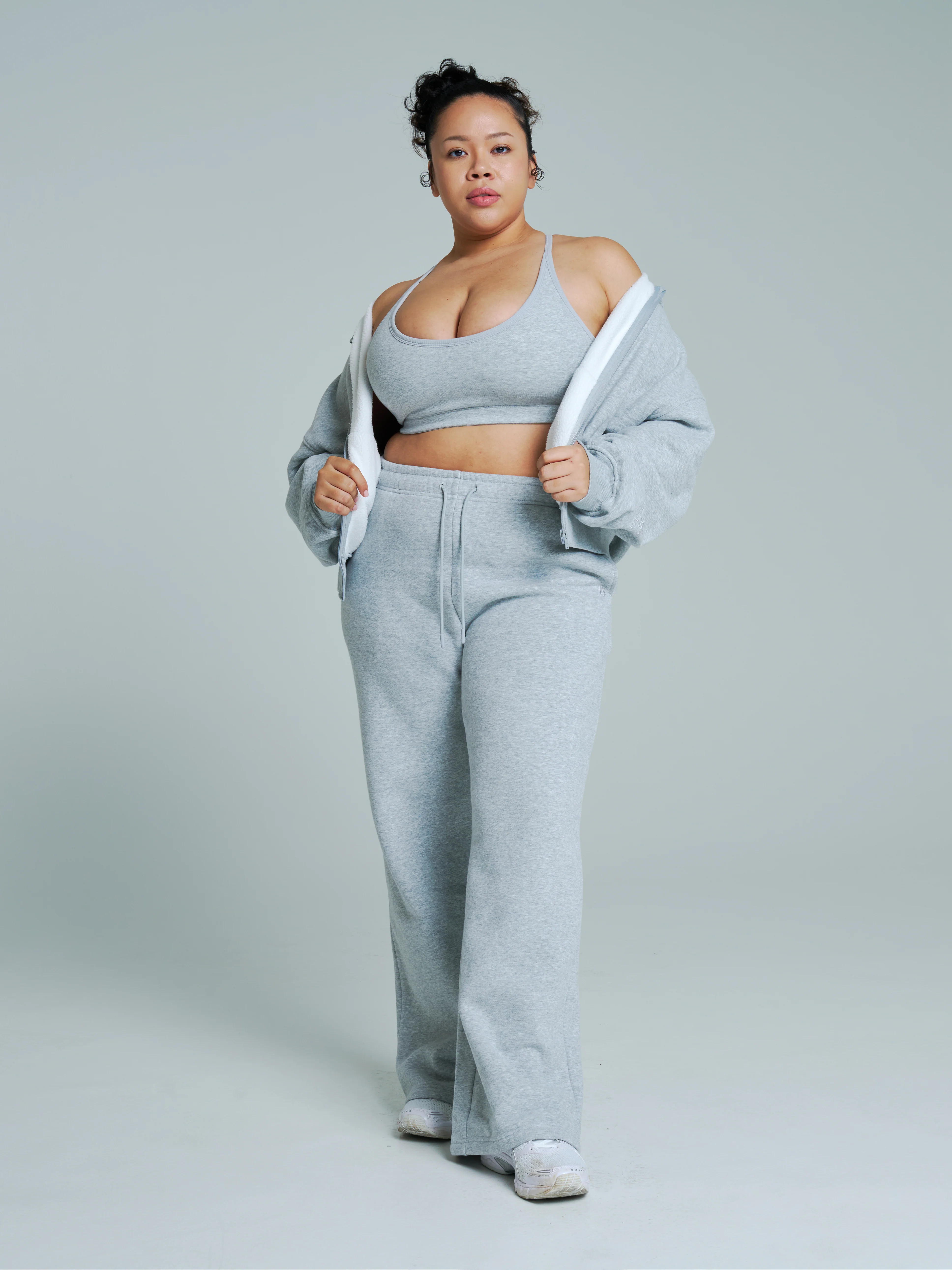 Plush Fleece Zip Hoodie - Heather Grey - Image 5
