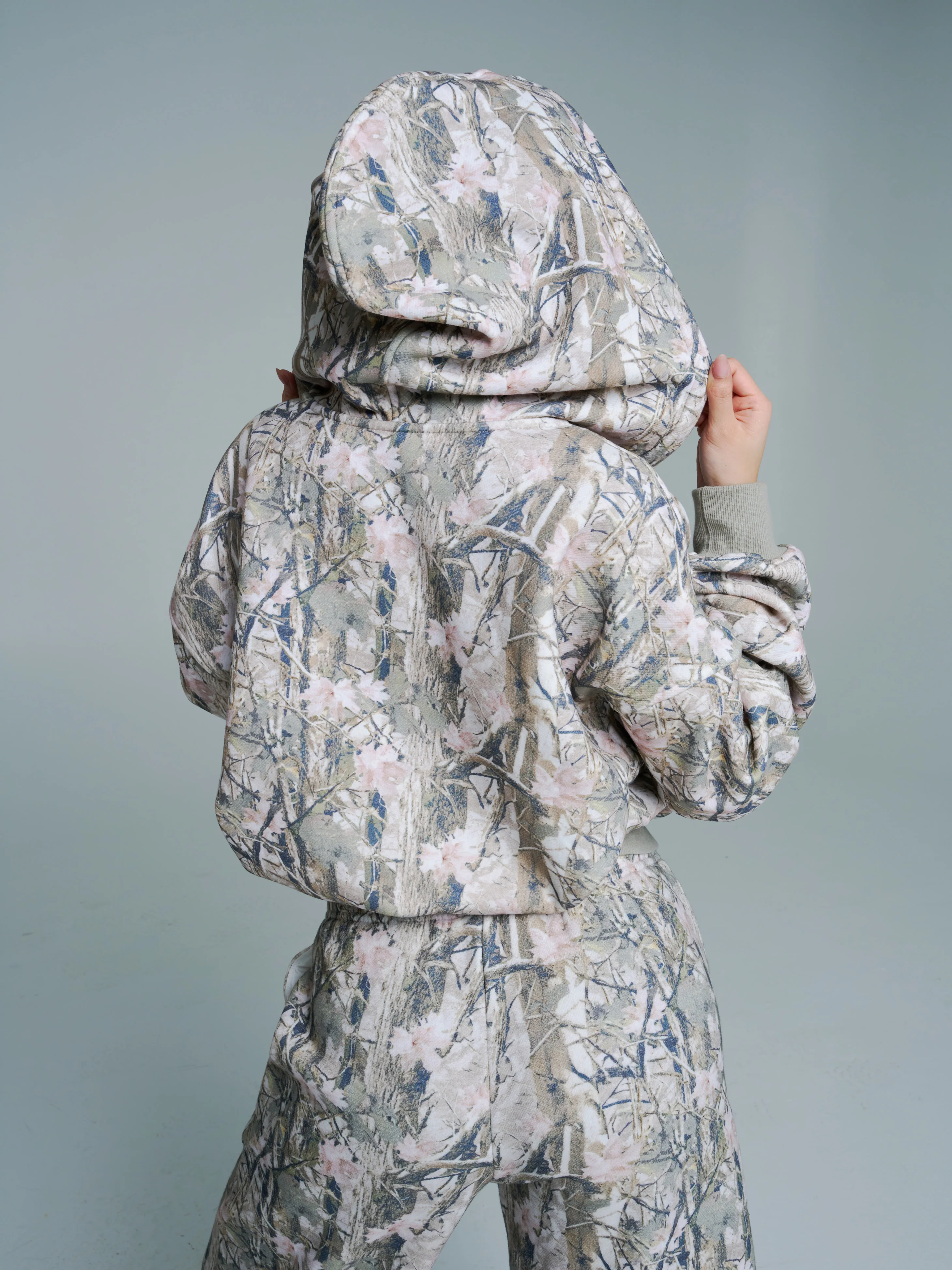 Plush Fleece Zip Hoodie - Pink Camo - Image 3