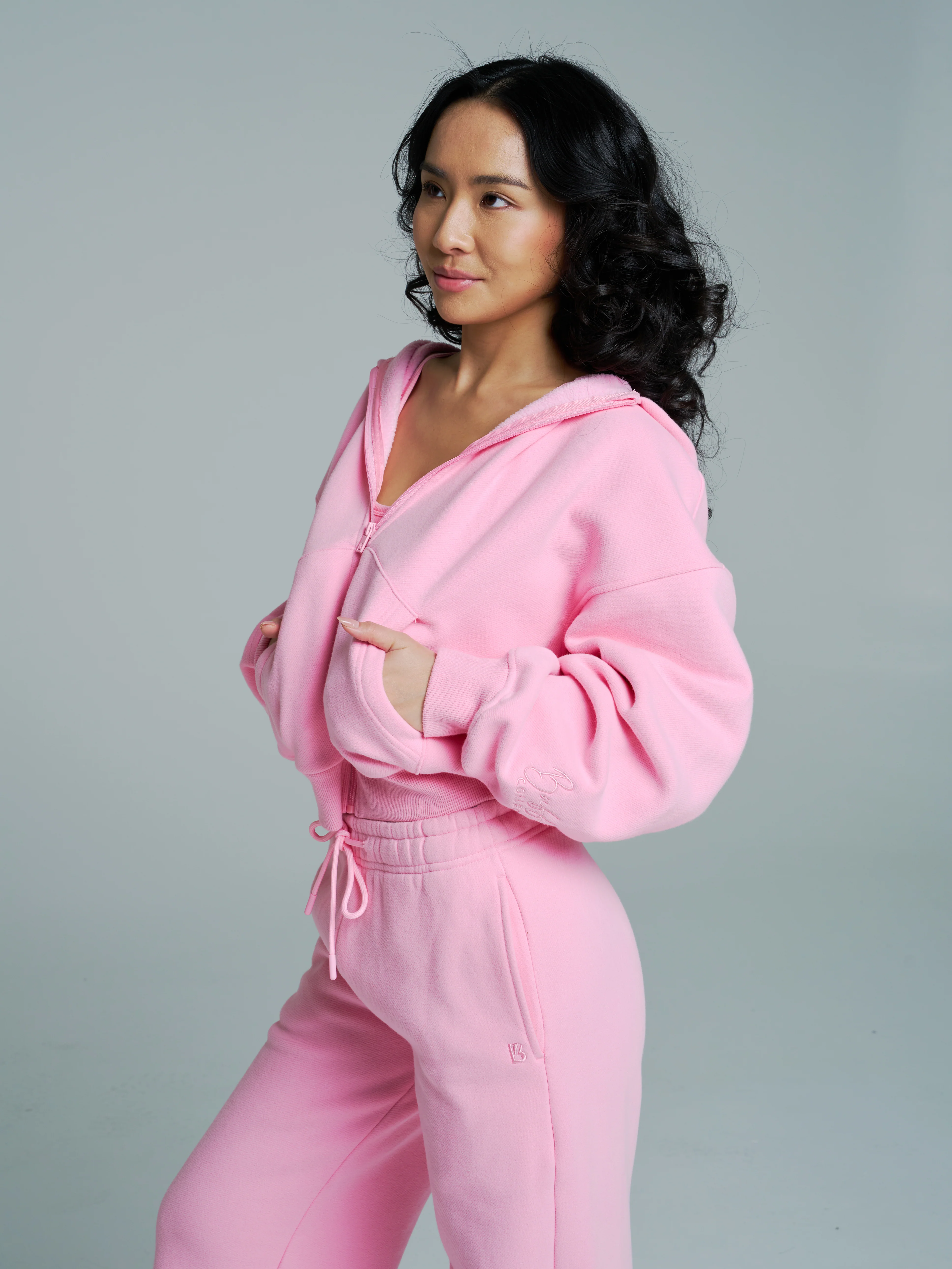 Plush Fleece Zip Hoodie - Plastic Pink - Image 6