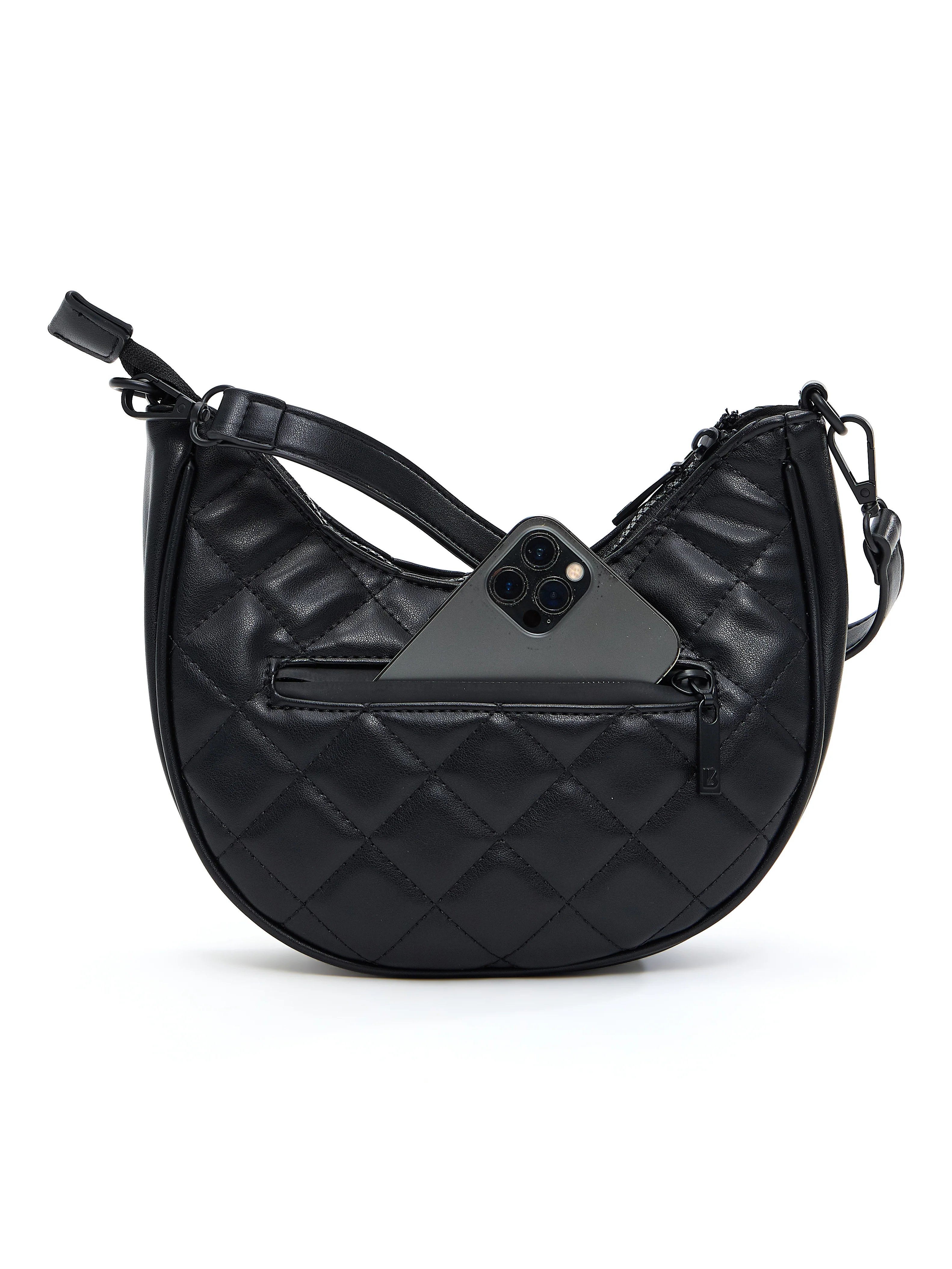 Quilted Crossbody Purse - Onyx Black - Image 6
