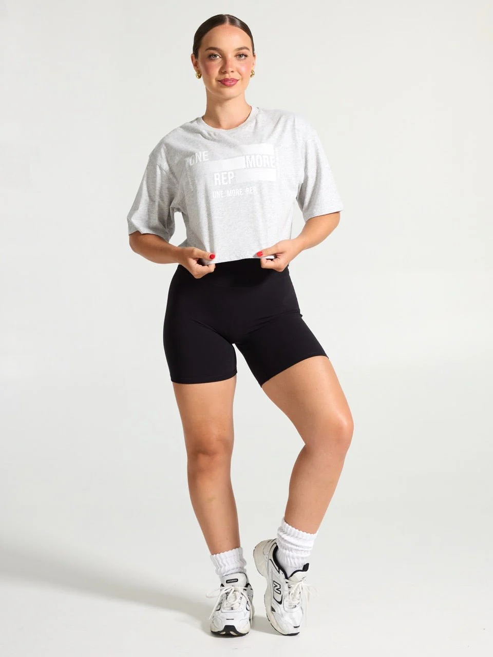 Rep Crop Tee - Heather Grey - Image 2