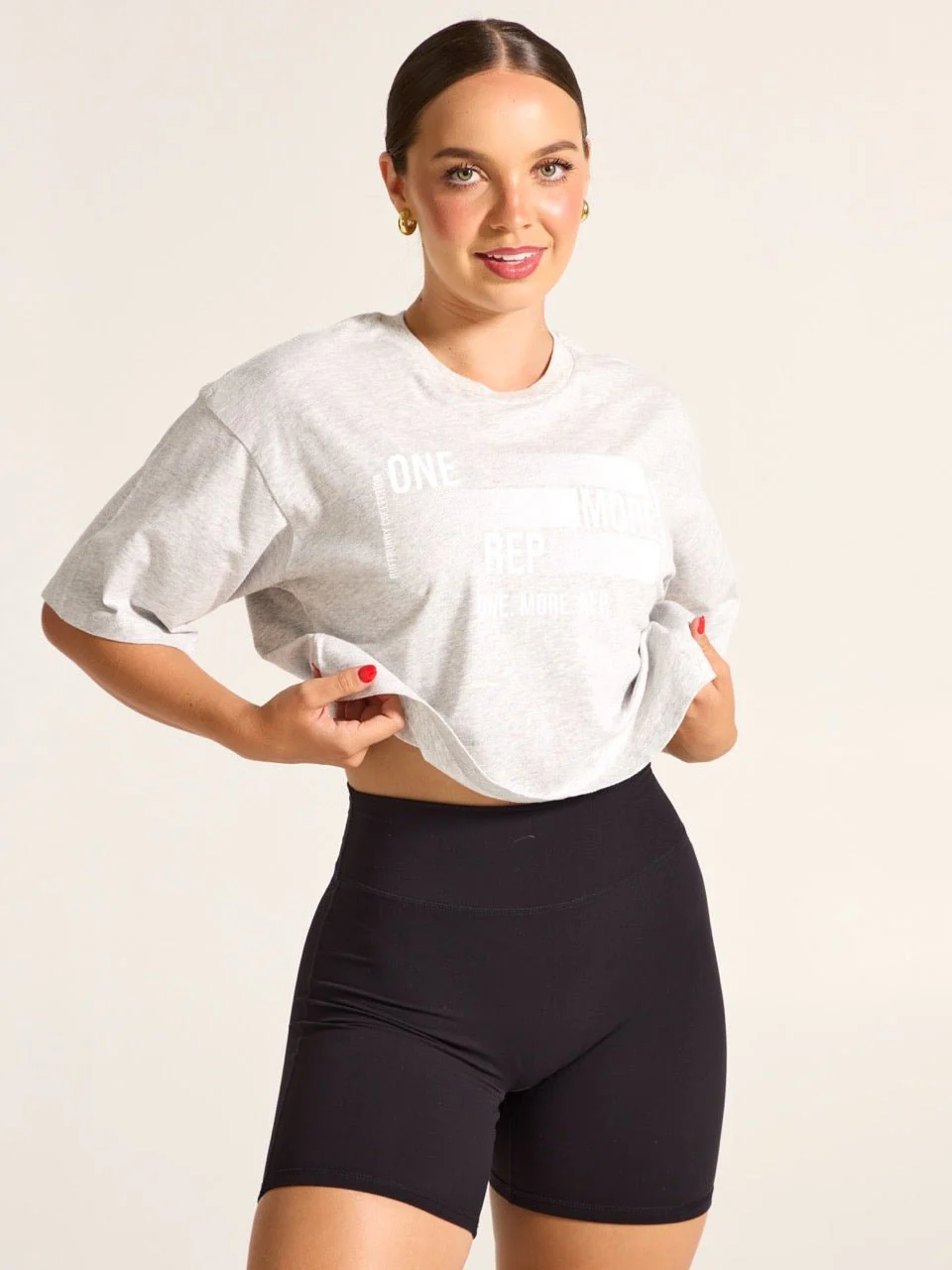 Rep Crop Tee - Heather Grey - Image 3