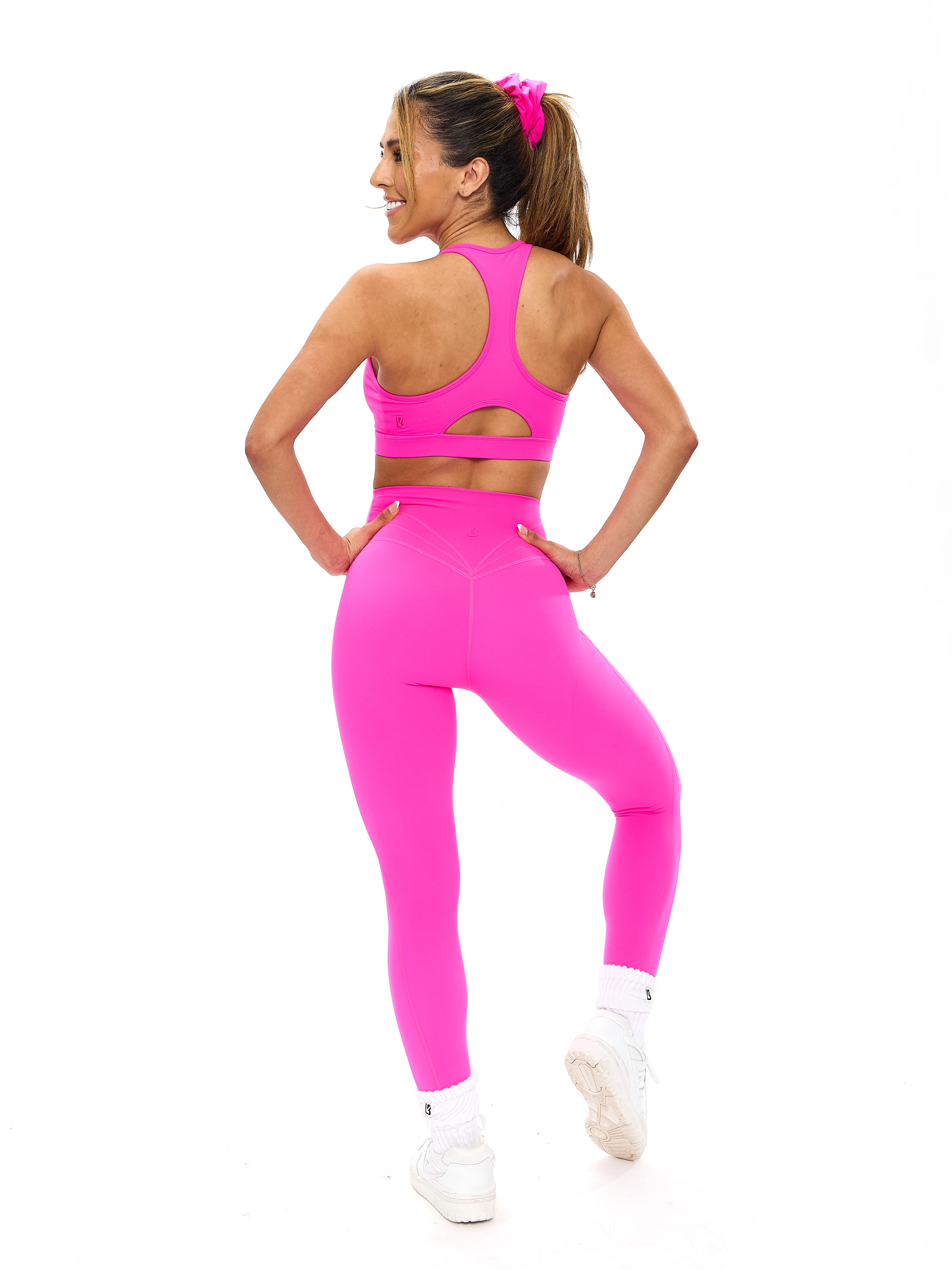 Reversible RacerBack Sports Bra - Hard Candy and Pink Starburst - Image 5