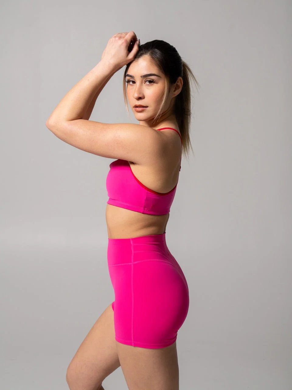 Reversible Sports Bra - Lipstick Red and Miami Vice - Image 6
