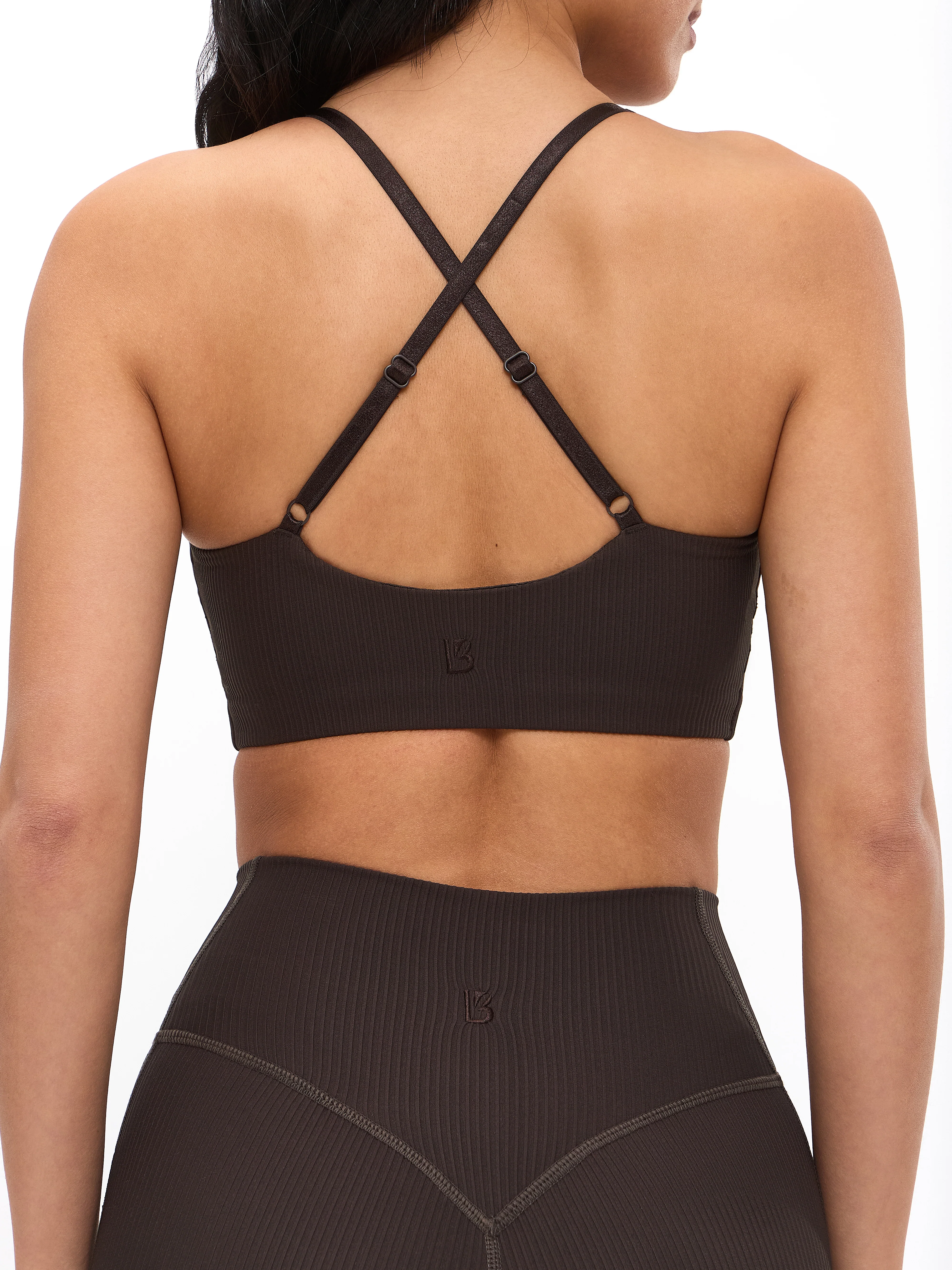 Ribbed Notch Sports Bra - Cold Brew - Image 3