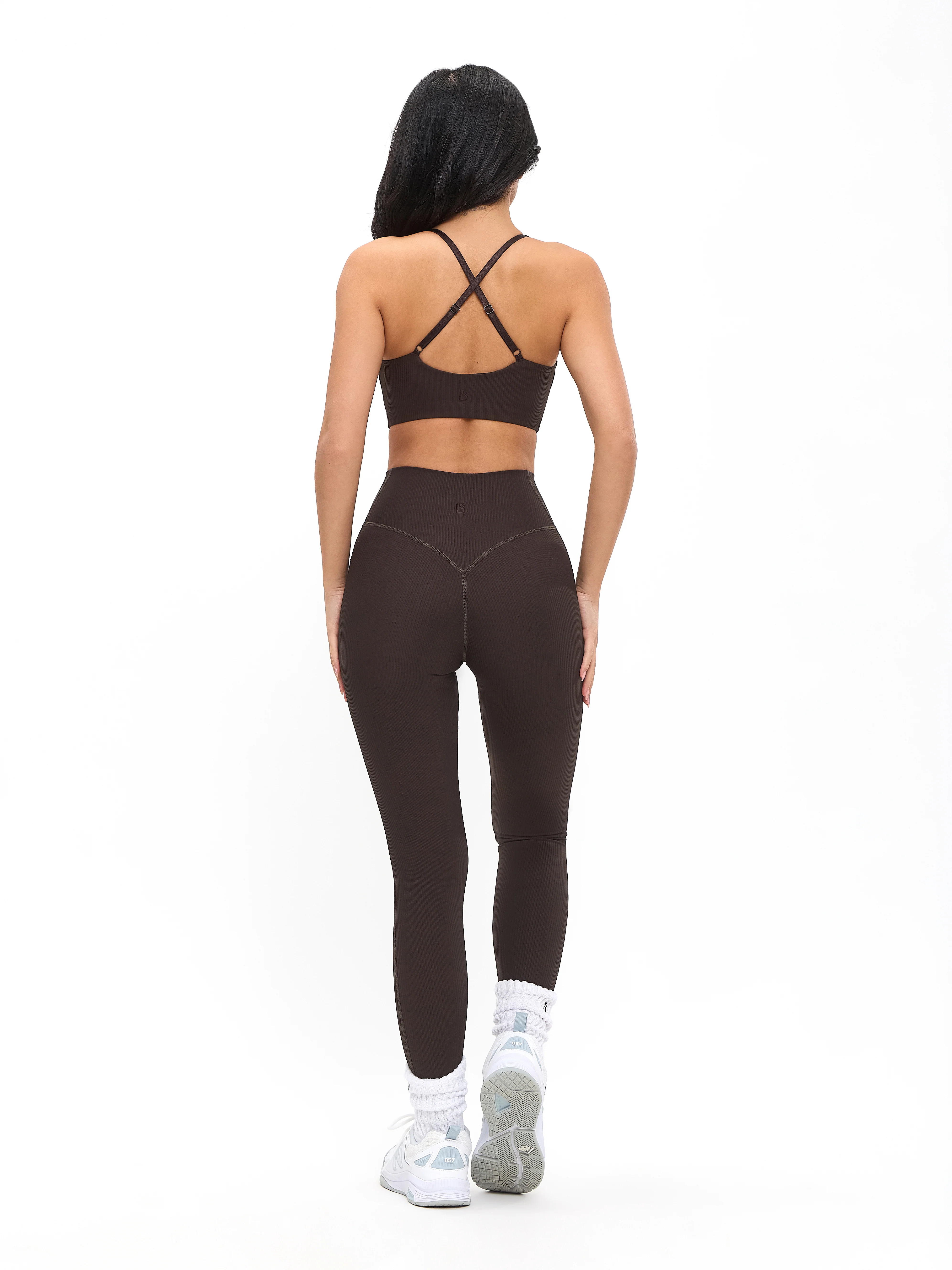 Ribbed Notch Sports Bra - Cold Brew - Image 5