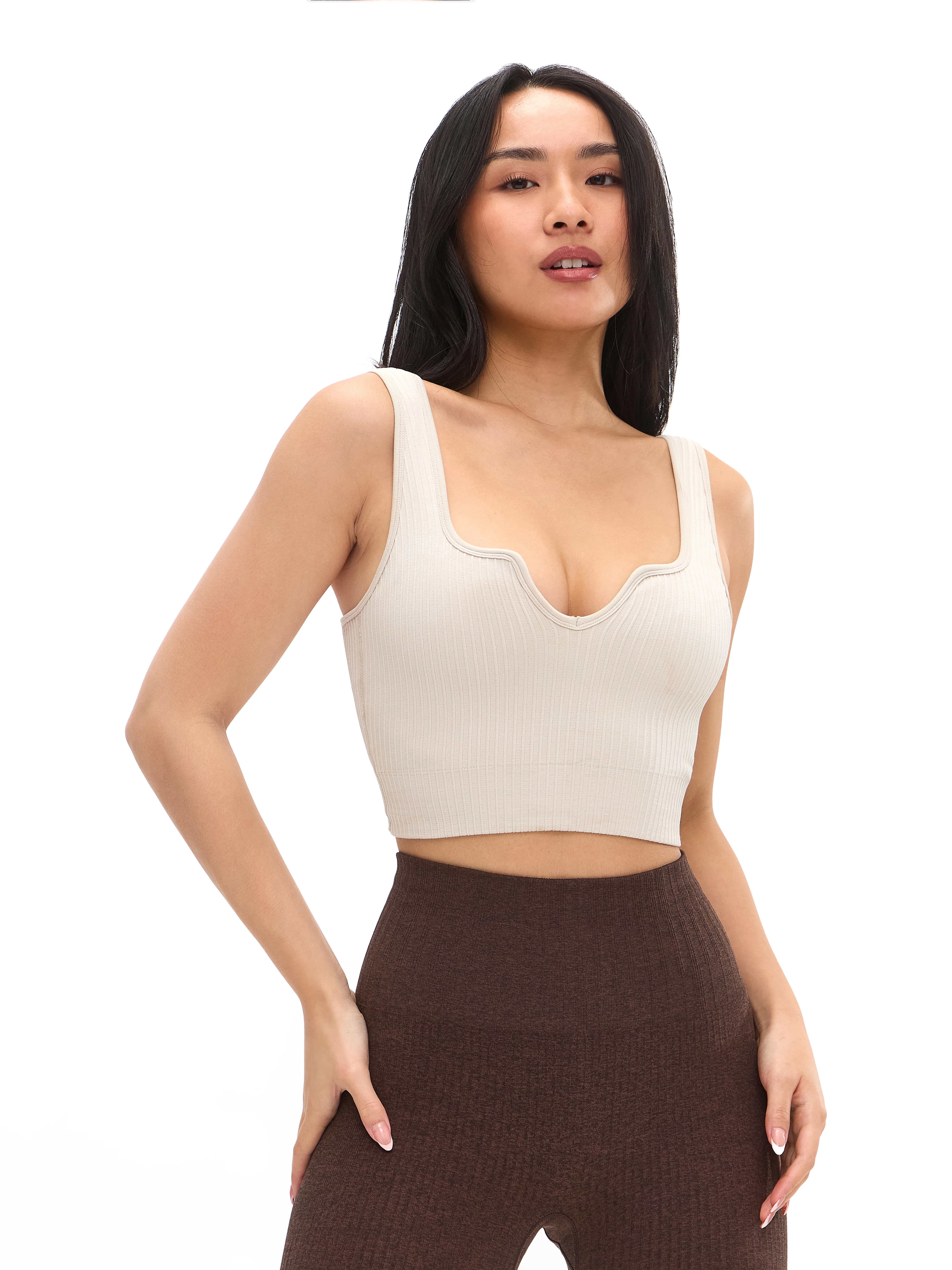 Ribbed Seamless Crop - Bone - Image 3