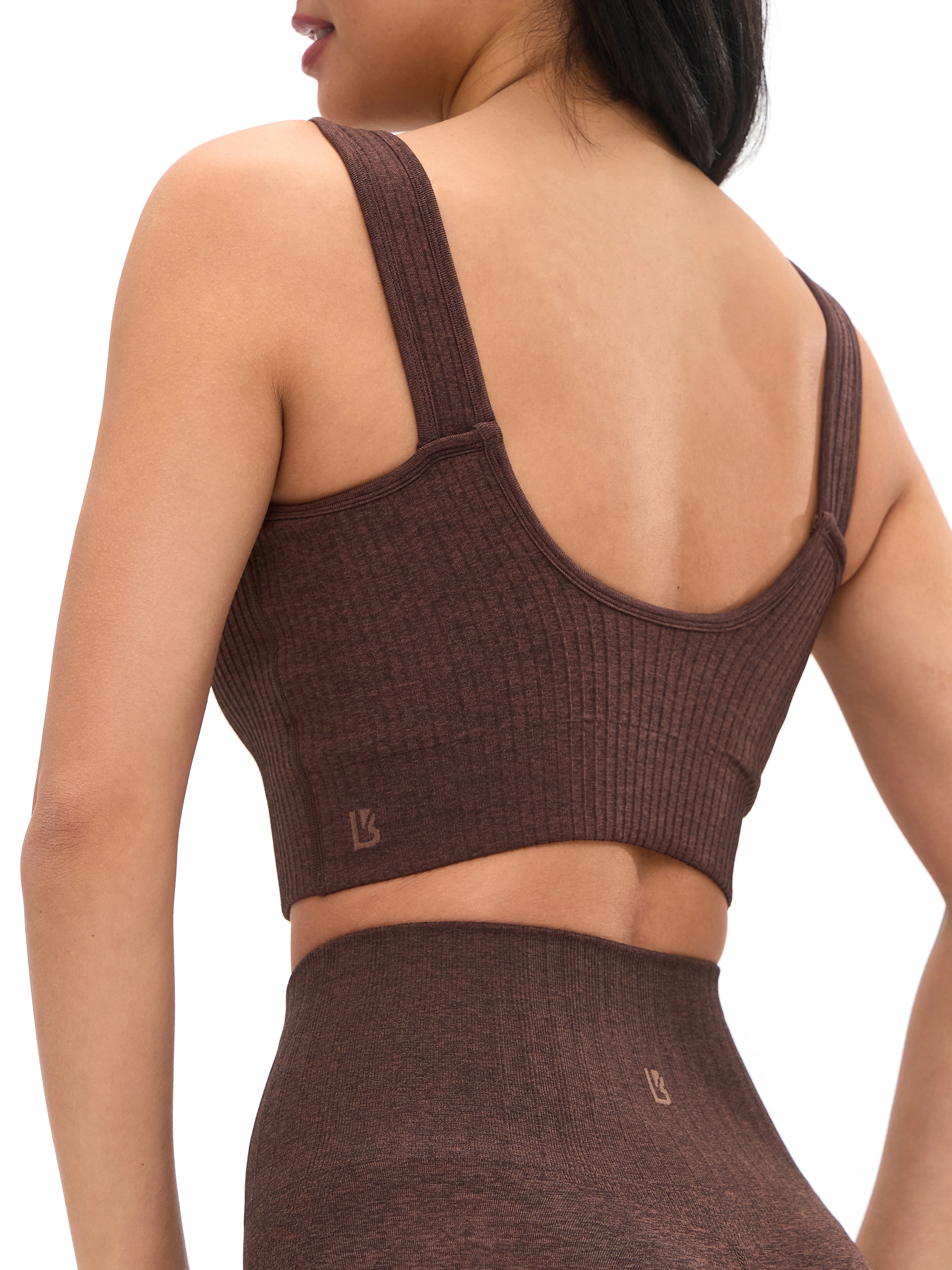 Ribbed Seamless Crop - Coffee - Image 4