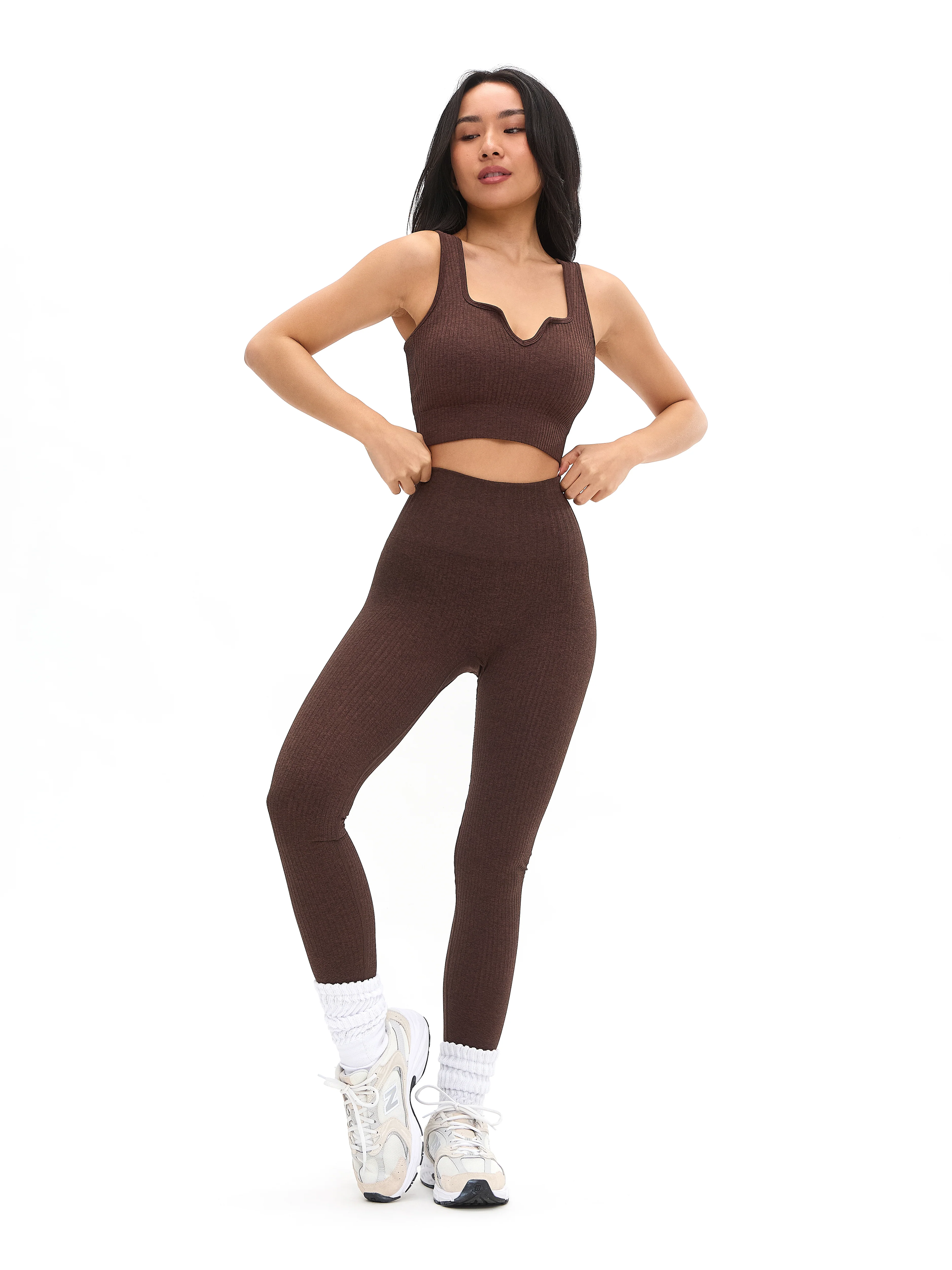 Ribbed Seamless Crop - Coffee - Image 5