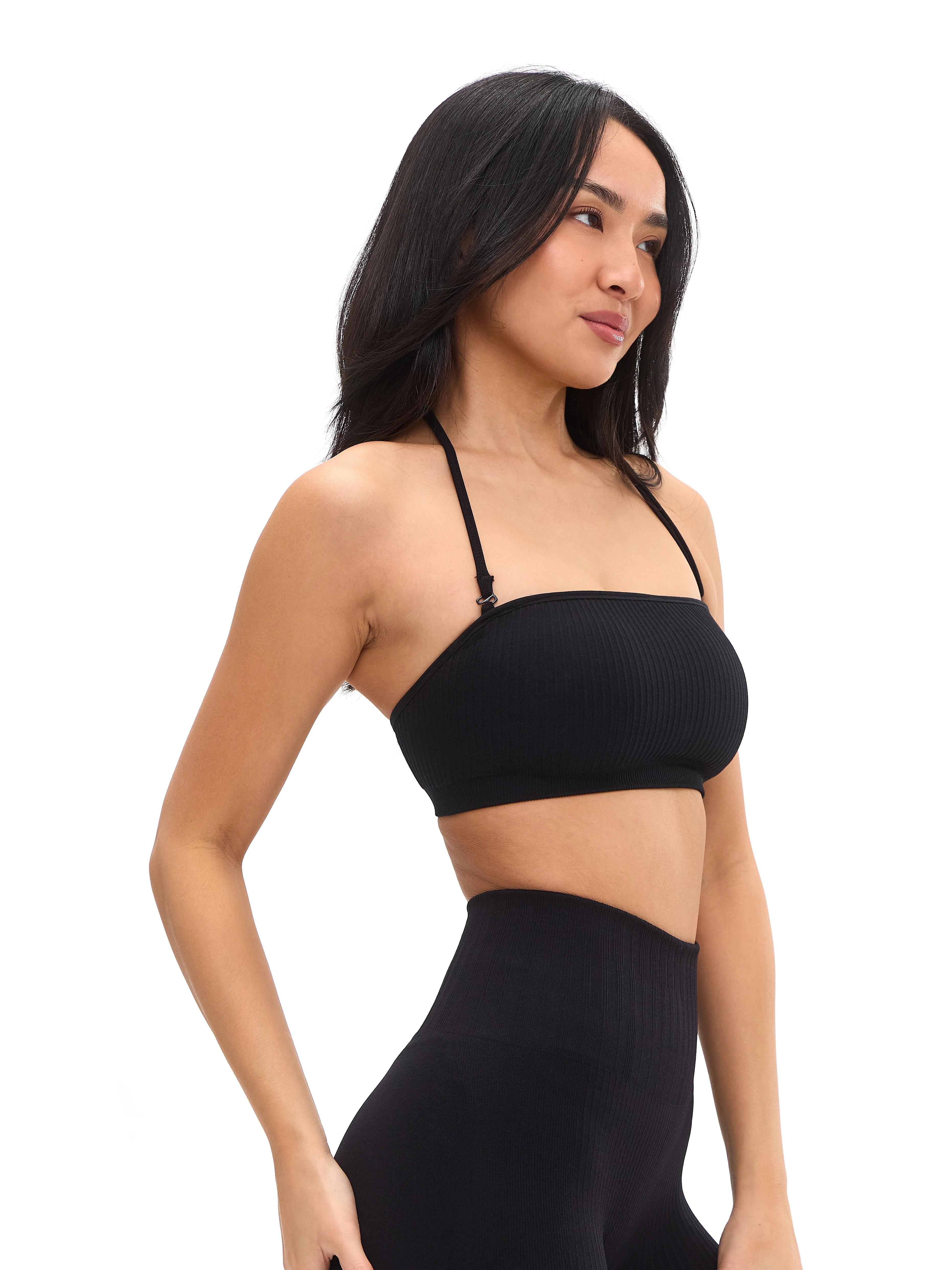 Seamless Ribbed Bandeau - Black - Image 2