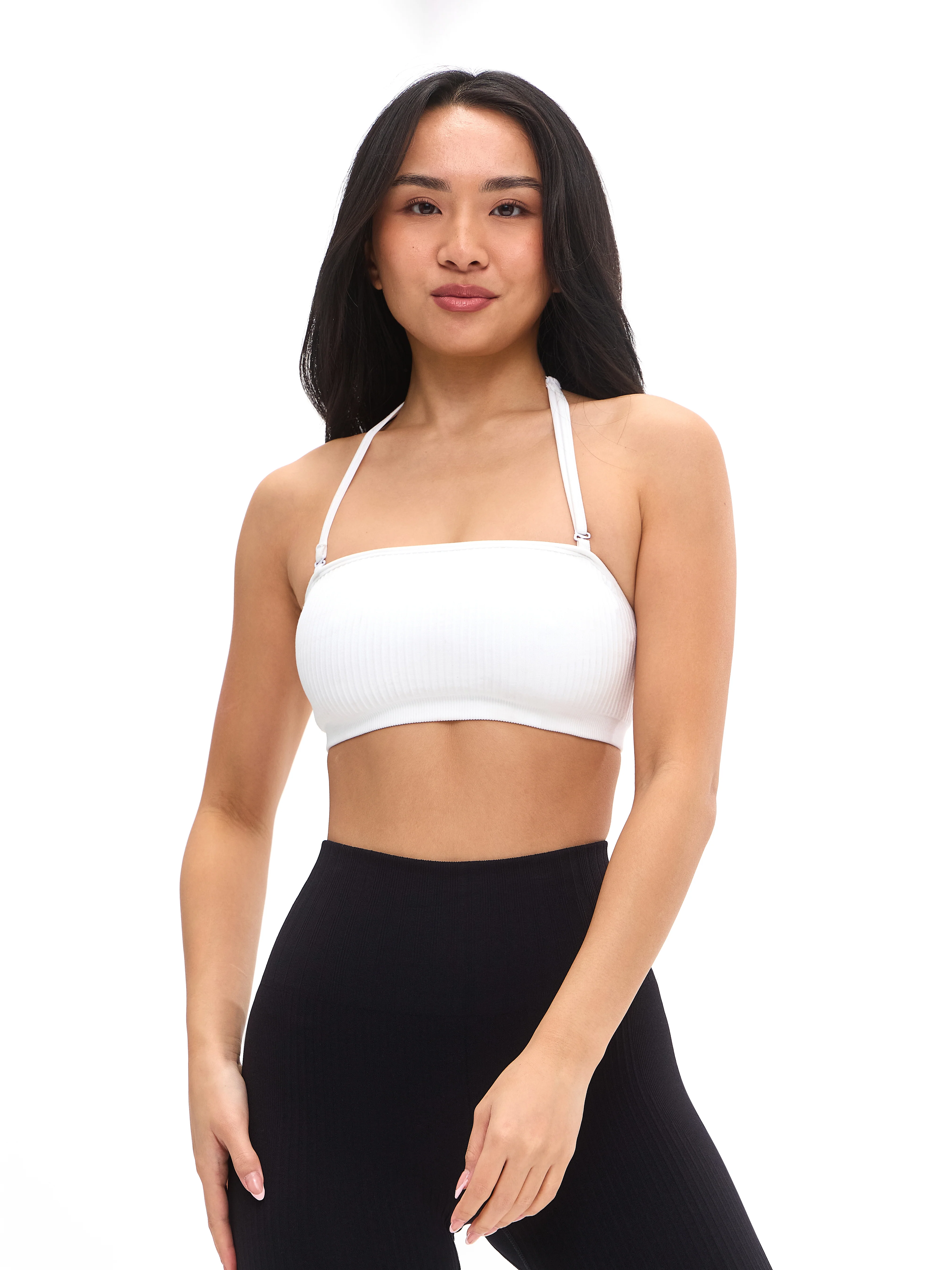 Seamless Ribbed Bandeau - White - Image 3