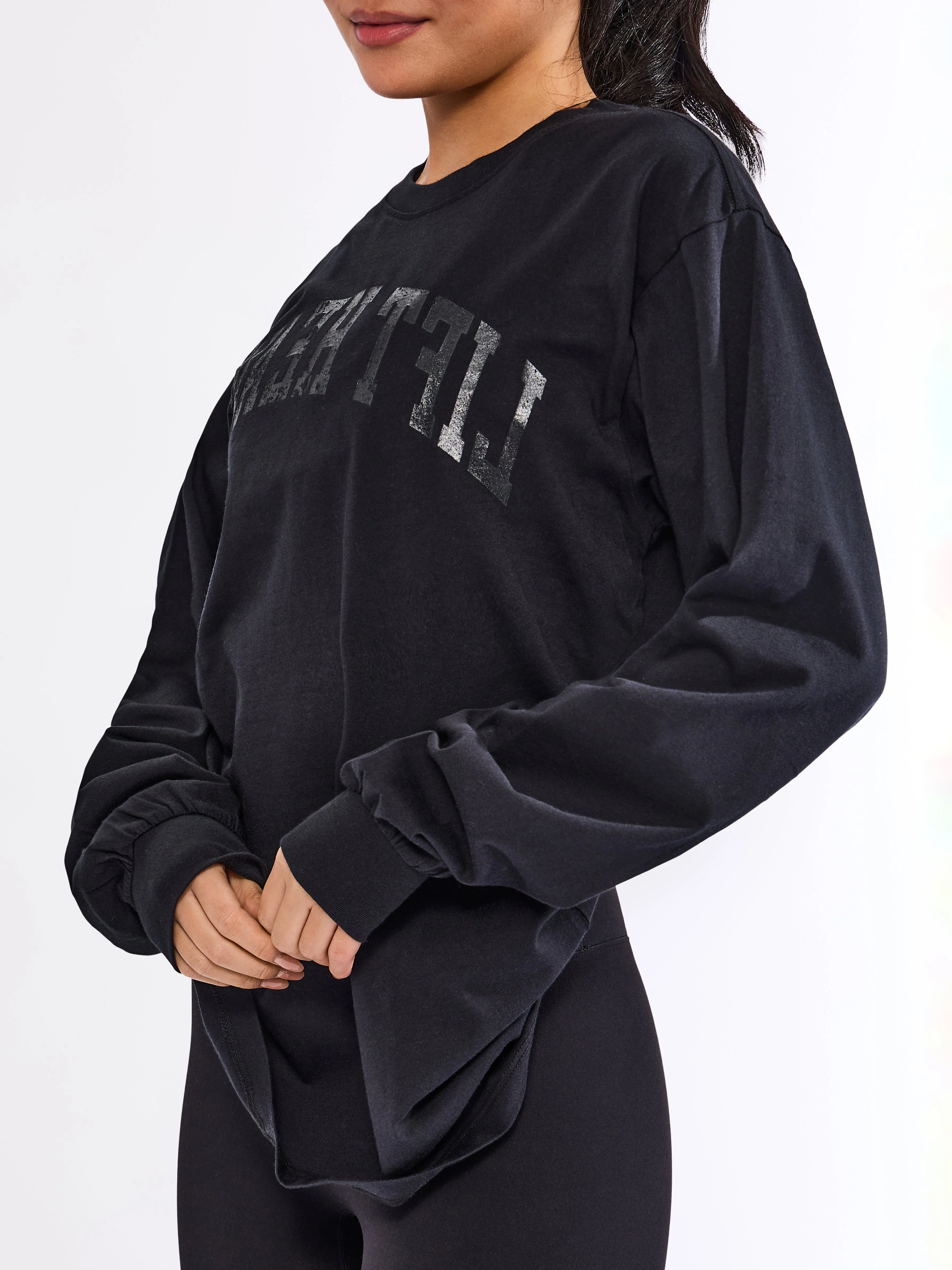 Selfie Long Sleeve Graphic Tee - Black - Image 2