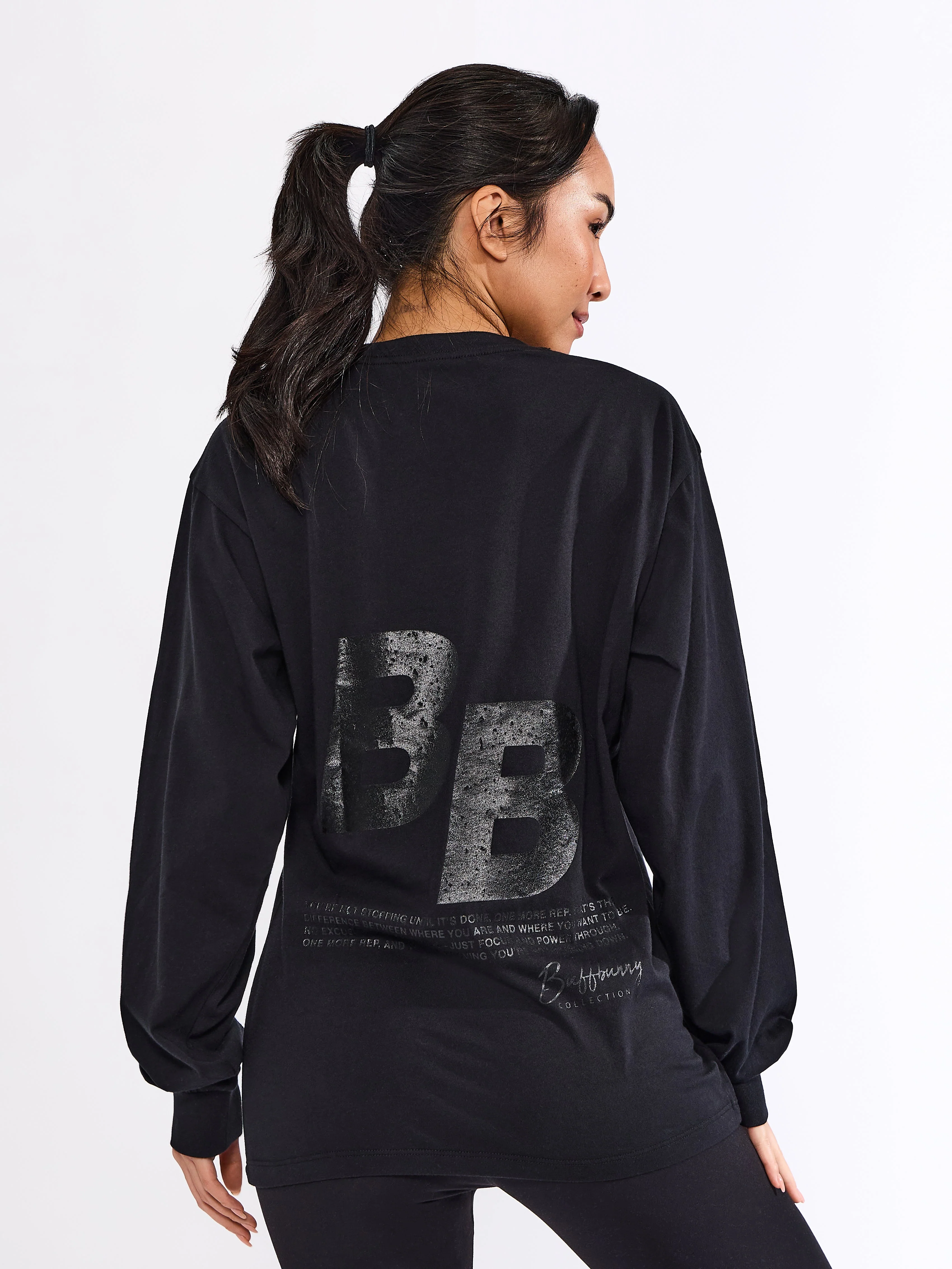 Selfie Long Sleeve Graphic Tee - Black - Image 3