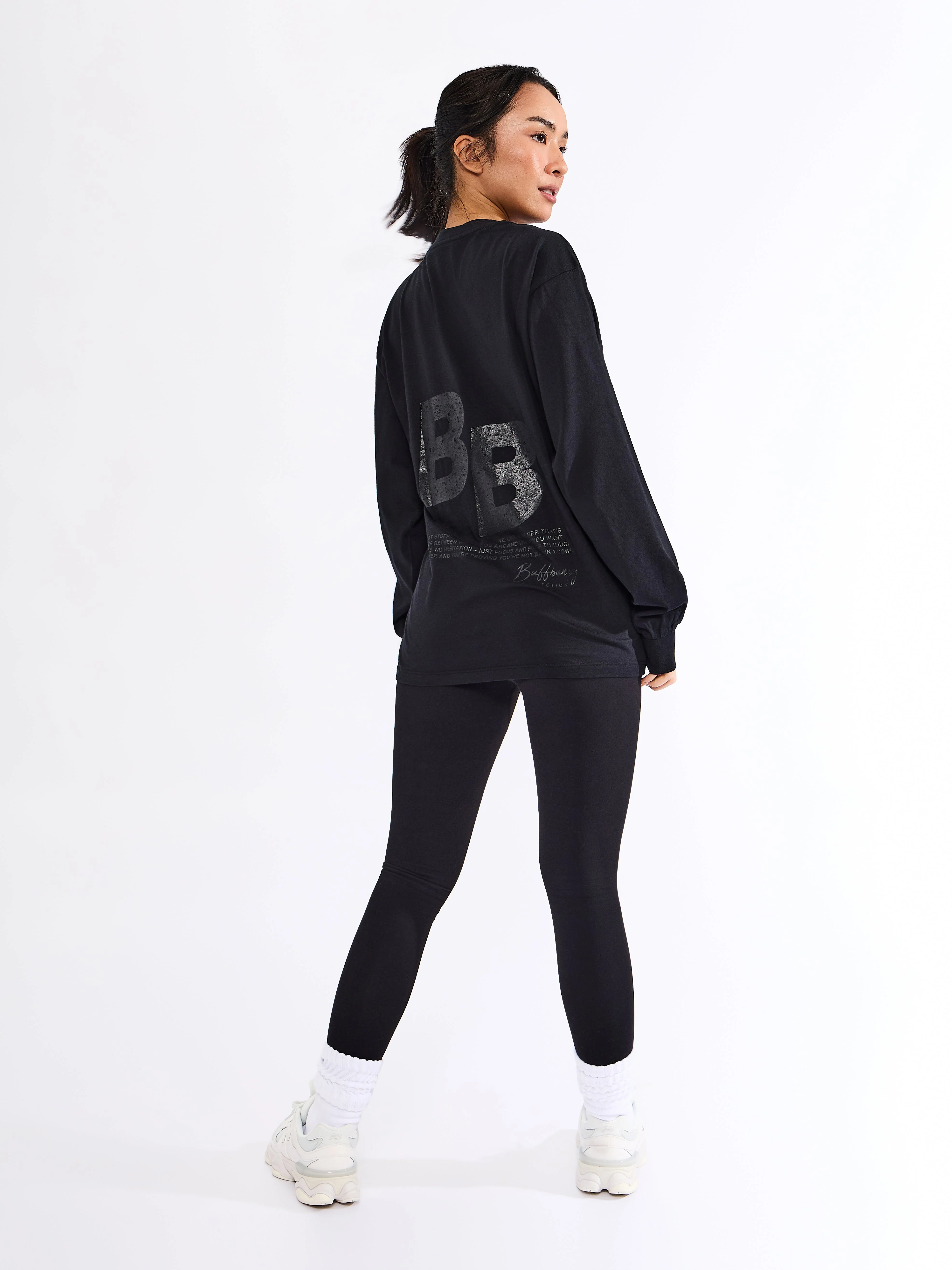 Selfie Long Sleeve Graphic Tee - Black - Image 5