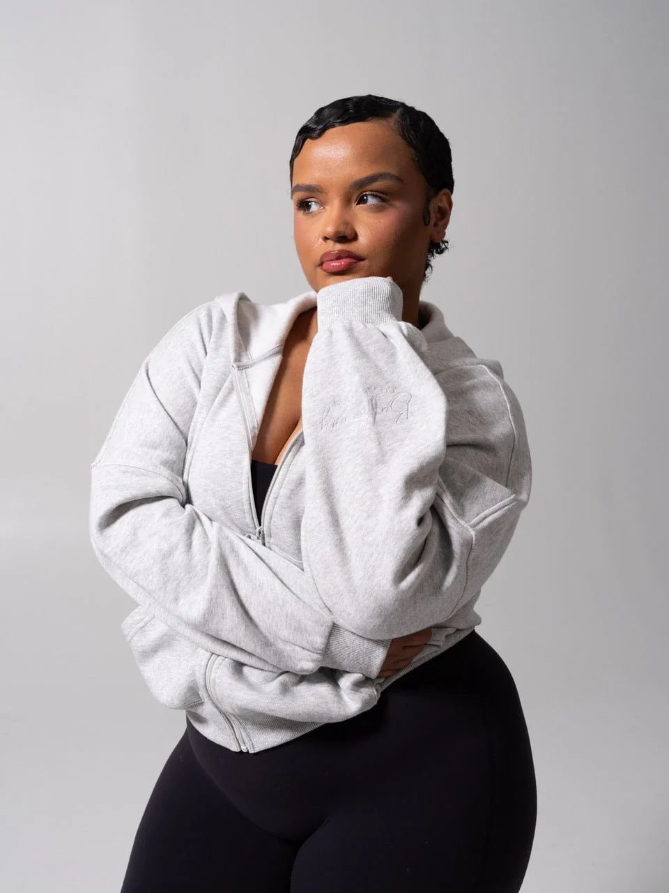 Threads Waist Zip Hoodie - Heather Grey - Image 6