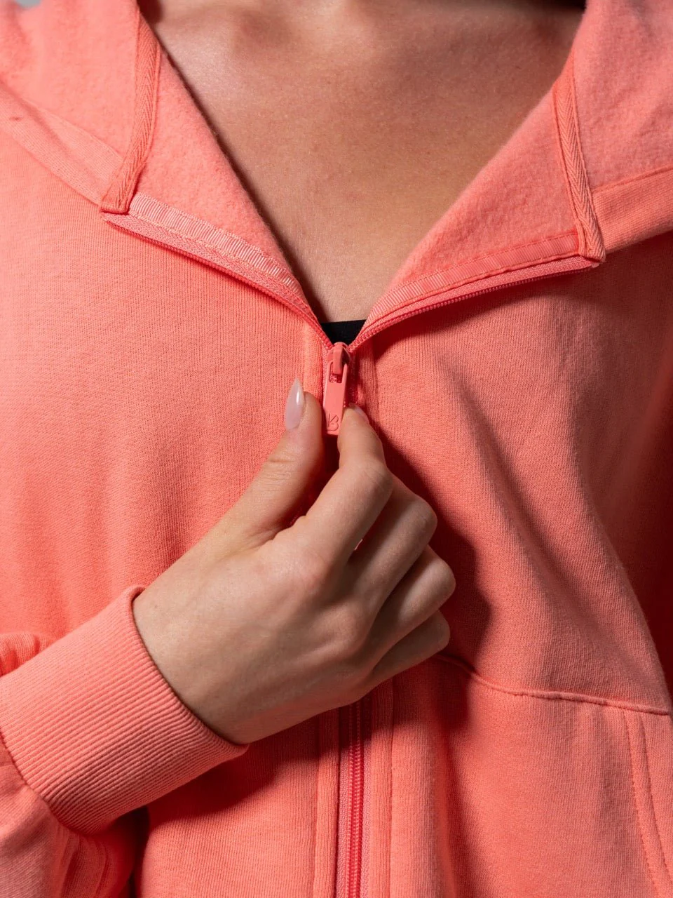 Threads Waist Zip Hoodie - Sorbet - Image 10