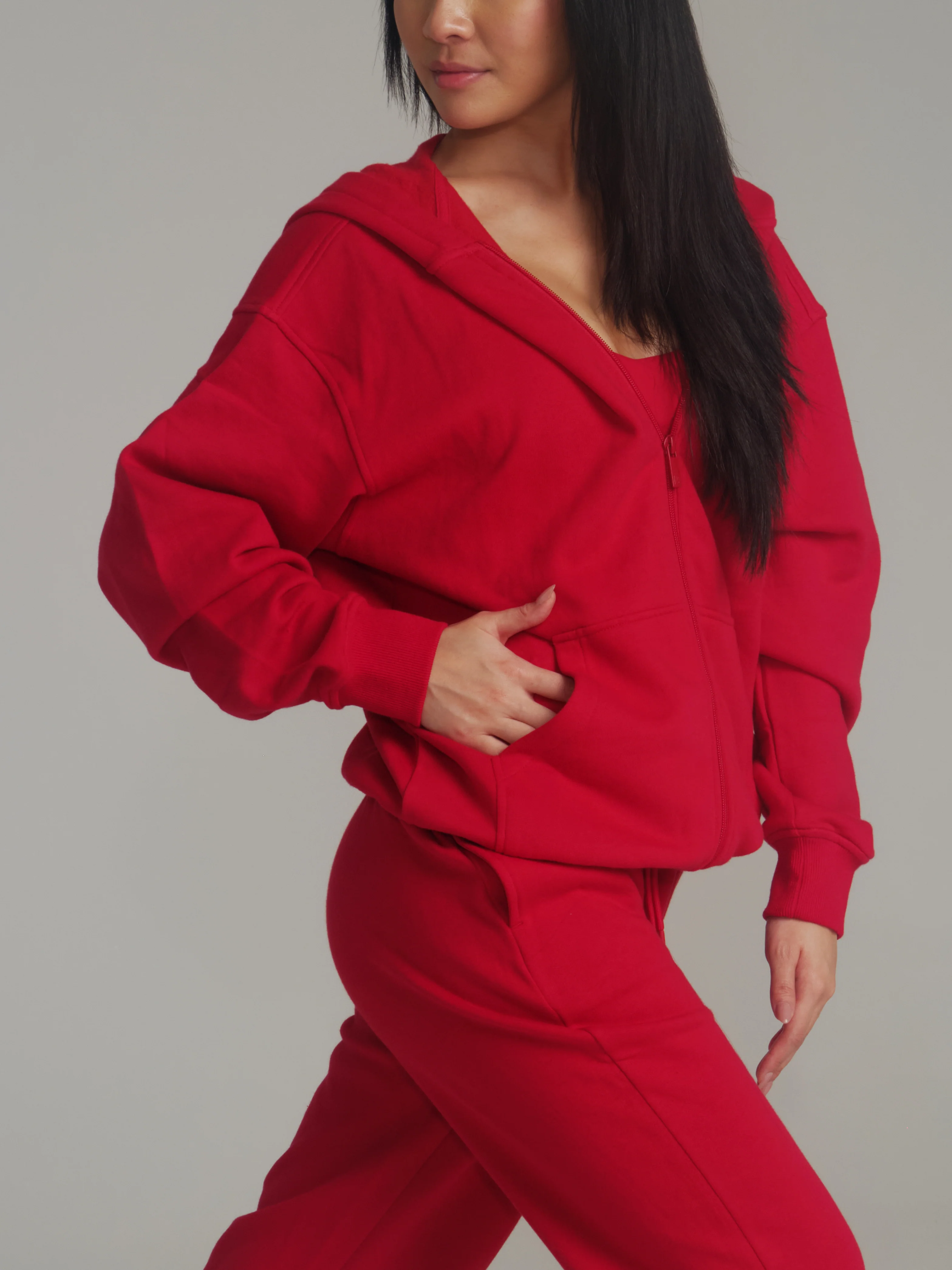 Threads Zip Hoodie - Lipstick Red - Image 4