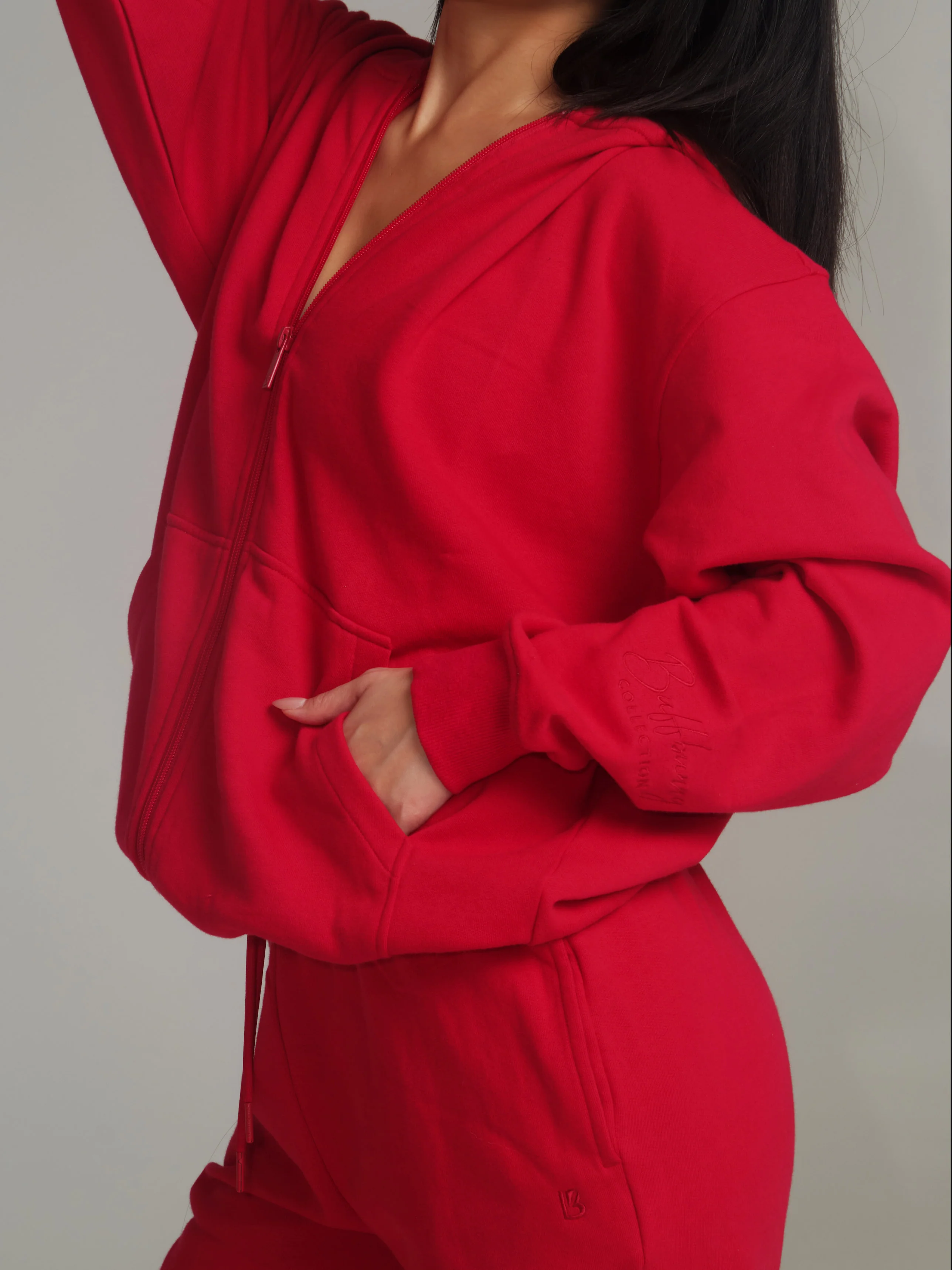 Threads Zip Hoodie - Lipstick Red - Image 5