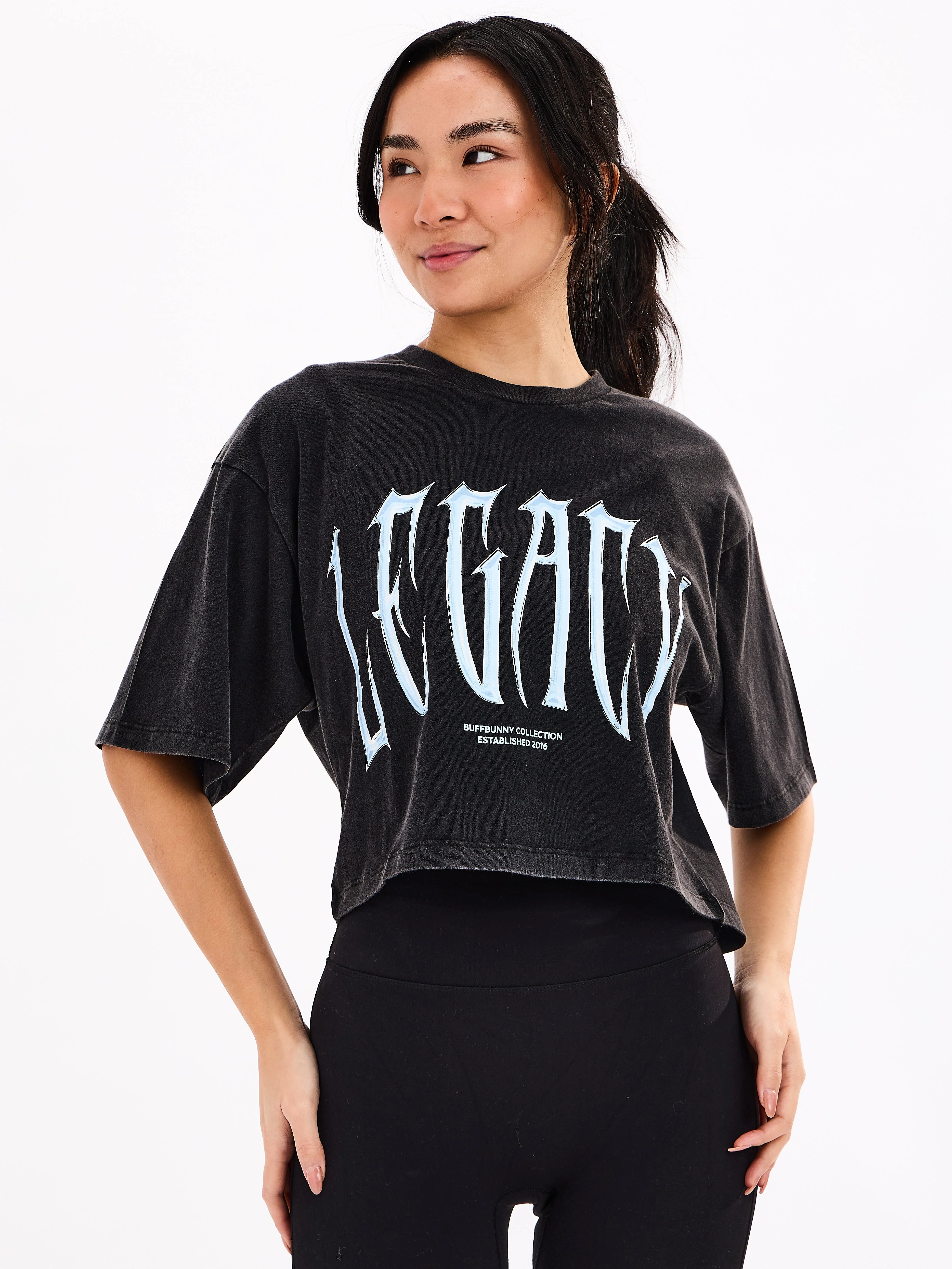 Throw Back Crop Tee - Vintage Black - Image 2