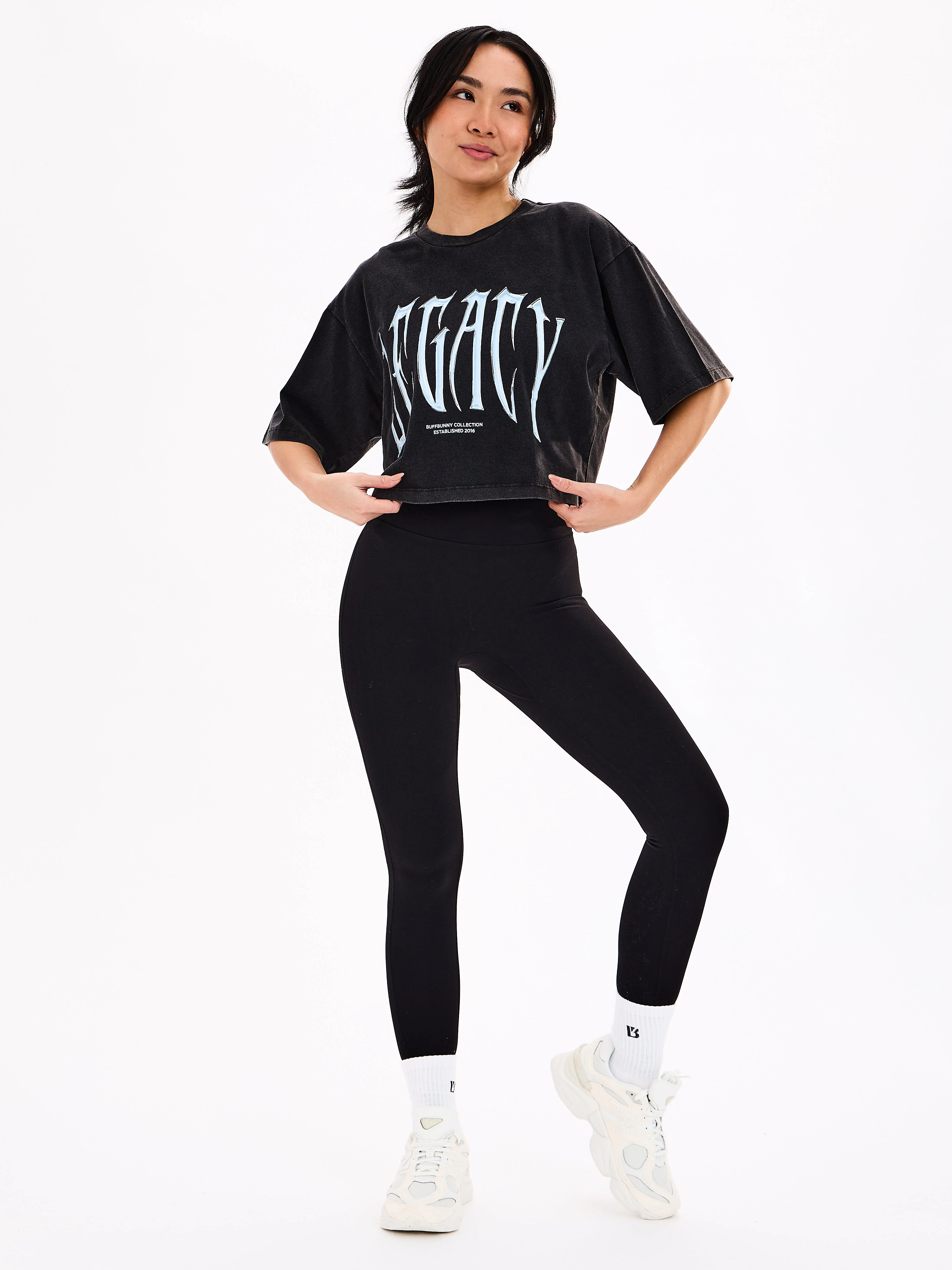 Throw Back Crop Tee - Vintage Black - Image 6