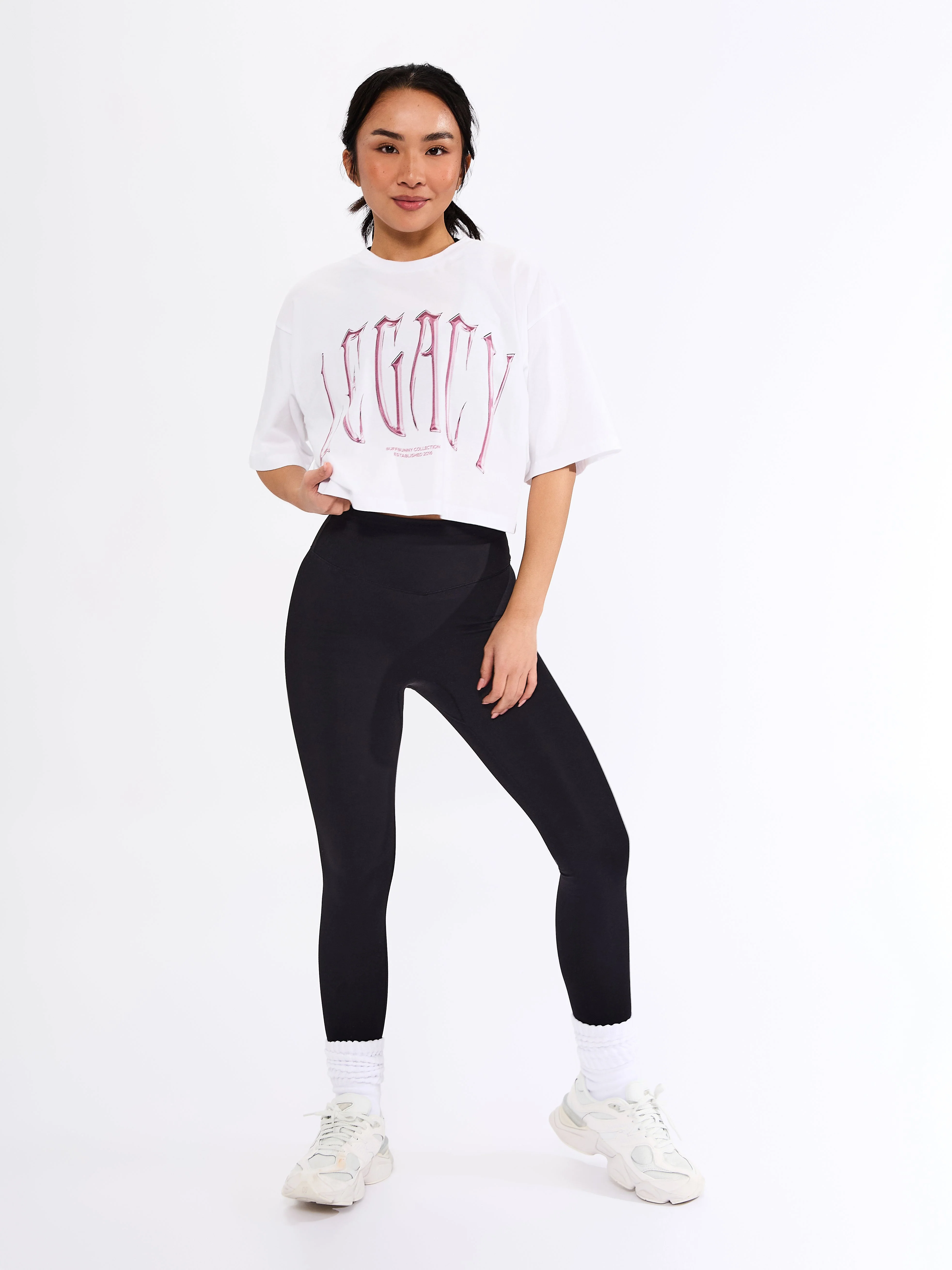Throw Back Crop Tee - White - Image 5