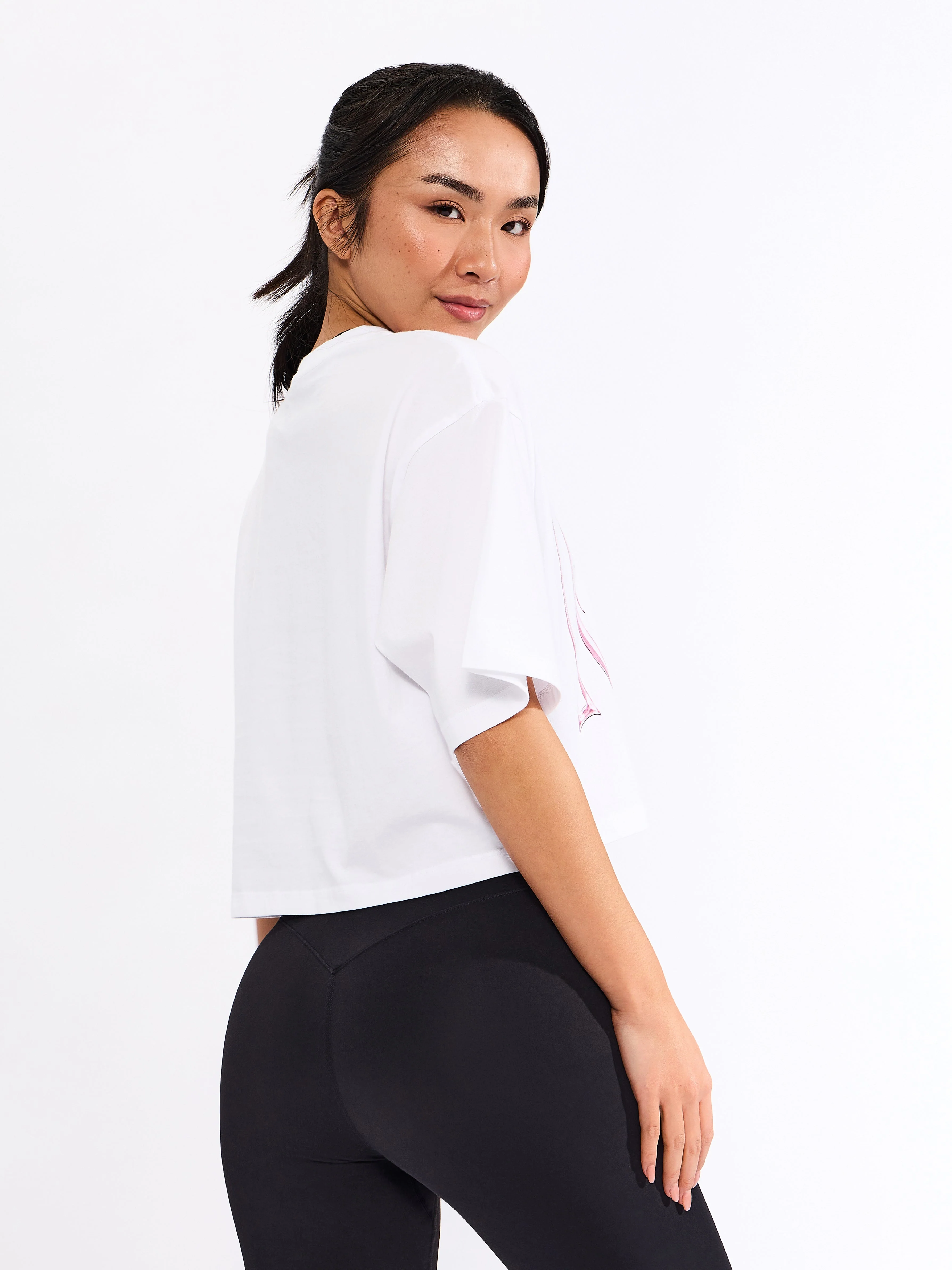 Throw Back Crop Tee - White - Image 6