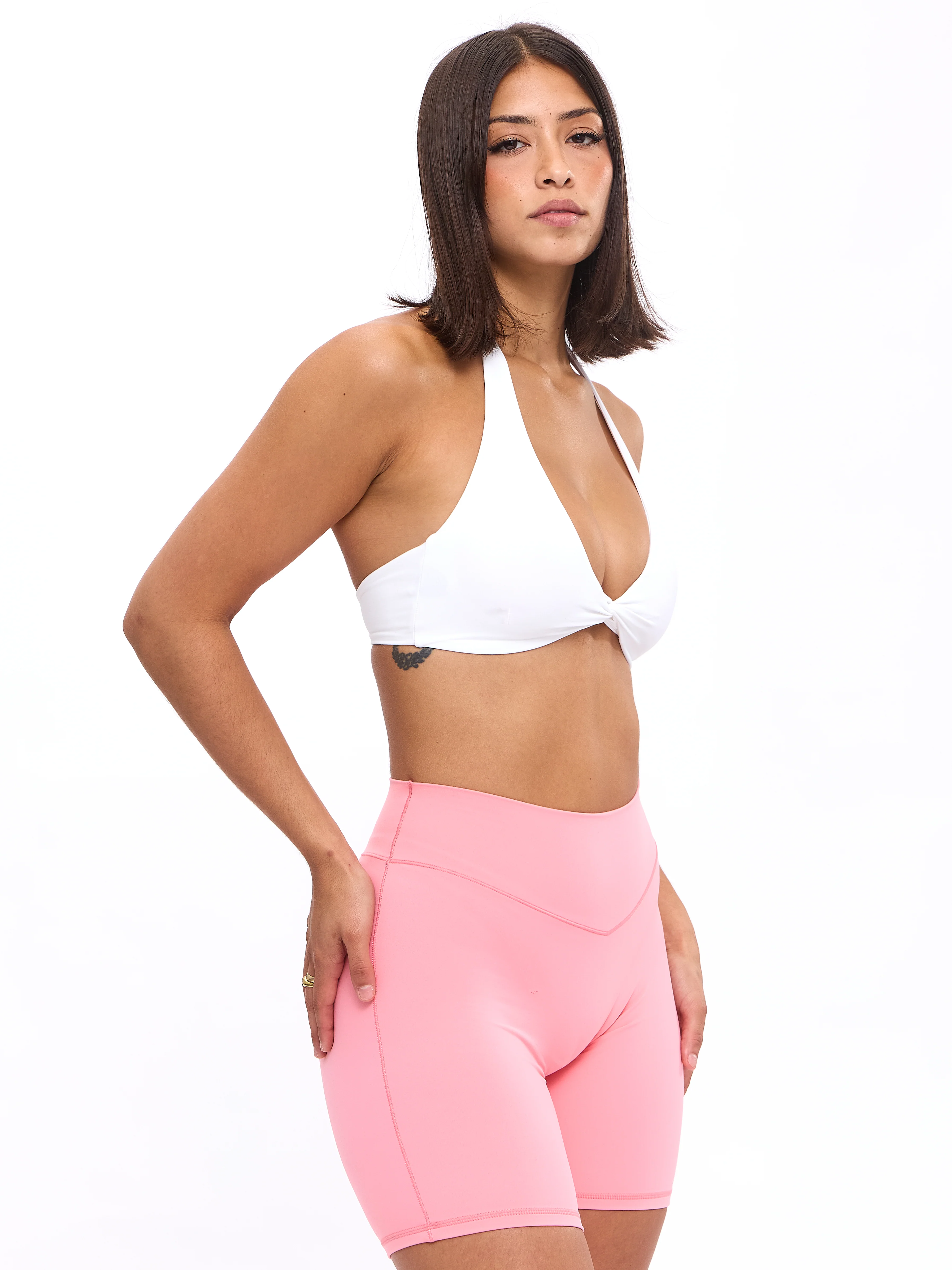 Twisted Halter Sports Bra - White - Image 5