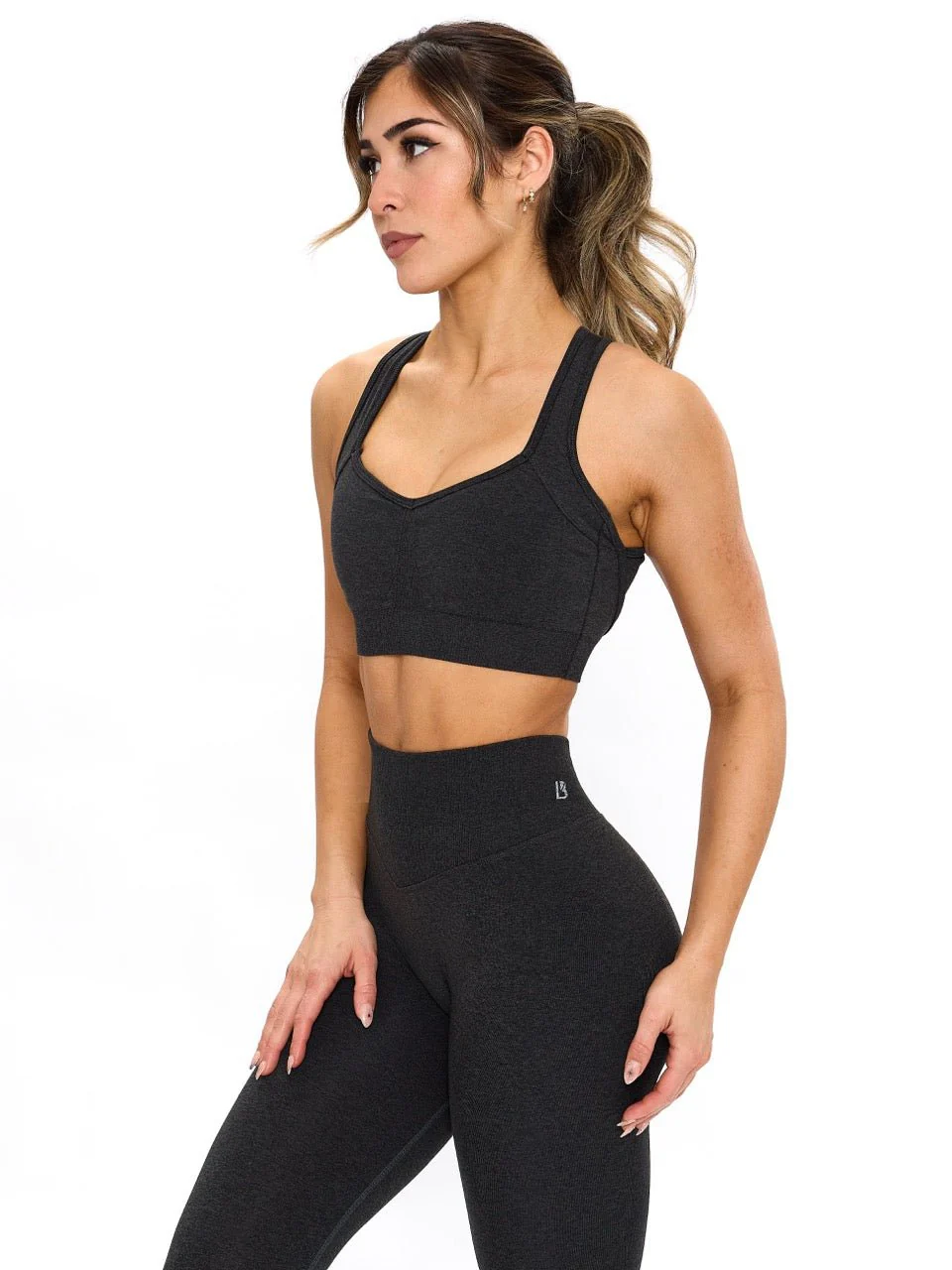 Vida Seamless Sports Bra - Charcoal - Image 3